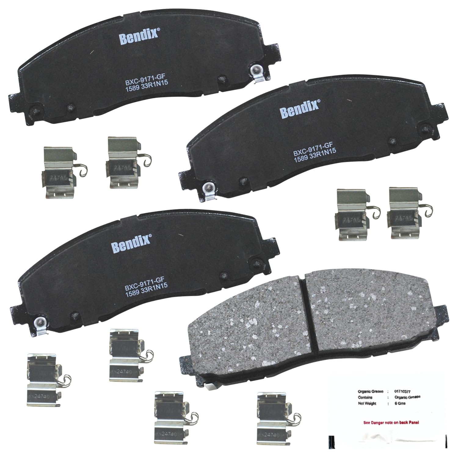 Bendix Priority1 Cfc1589 Ceramic Front Brake Pads For Select Models Chrysler Grand Caravan, Pacifica, Town & Country, Voyager, D