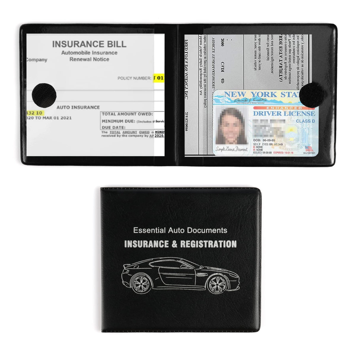 Uyye Auto Essential, Registration And Insurance Holder2-Pack, Interior Accessories For Car,Truck,Suv And Other Vehicle,Case Wallet For Documents Organizer(Black)