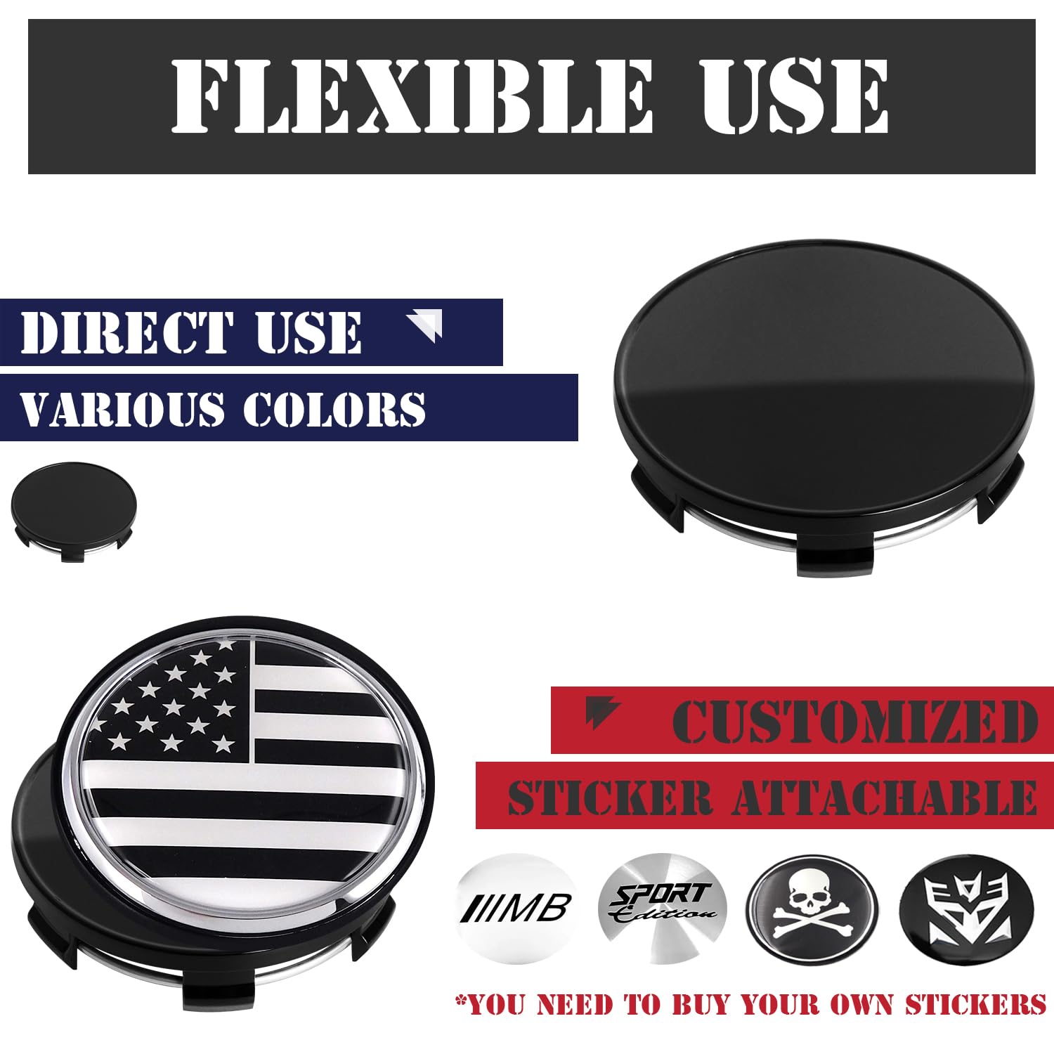 Kitspro 2.7Inch 68Mm Wheel Center Caps For Bmw 3 Series 4 Series 5 Series X Serires Z Series Rim Hub Caps 3613 6783 536 , Pack Of 4 (Matte Black, Outer 69Mm , Inner 65Mm)