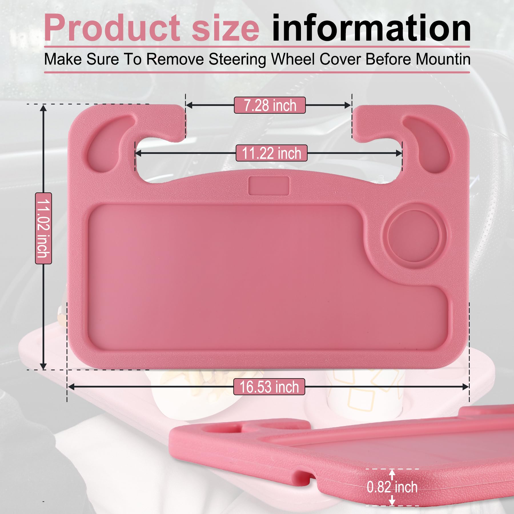 Justtop Car Steering Wheel Desk, Travel Car Accessories, Car Stand Trays For Eating, Multipurpose Car Steering Wheel Desk Tray T