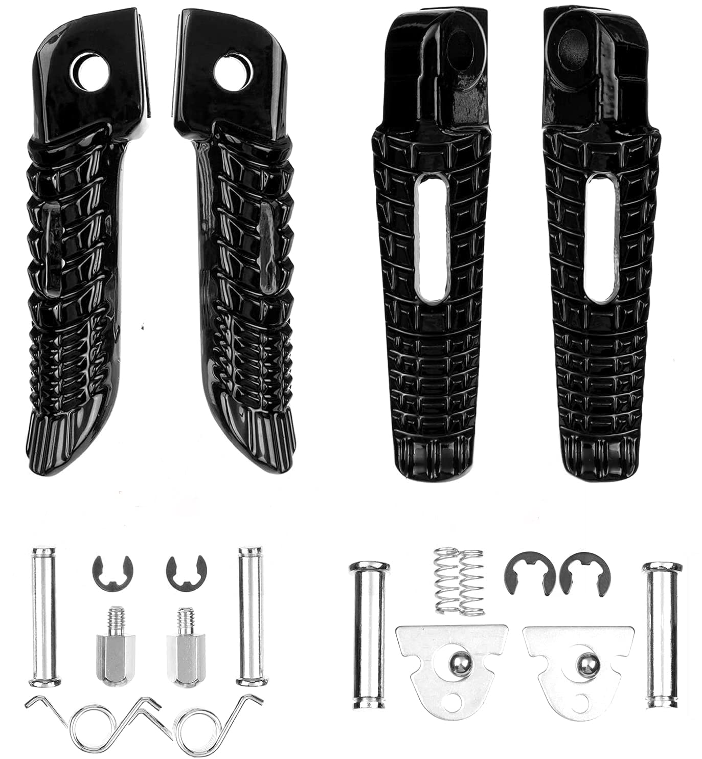 Vpzmt Front Rear Foot Pegs Footrests Pedal Fits For Suzuki Gsxr Gsx-R 600/Gsxr750/Gsxr1000 2005-2020 ((Front+Rear)-Black)