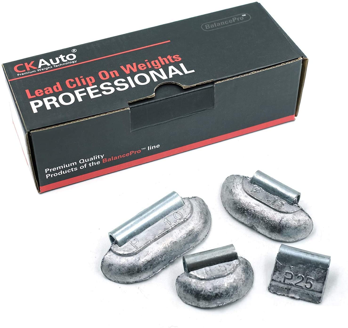 Ckauto 100Pcs P Type Lead Clip On Wheel Weights Assortment, 0.25Oz, 0.5Oz, 0.75Oz, 1.0Oz, 25Pcs For Each Style, Uncoated