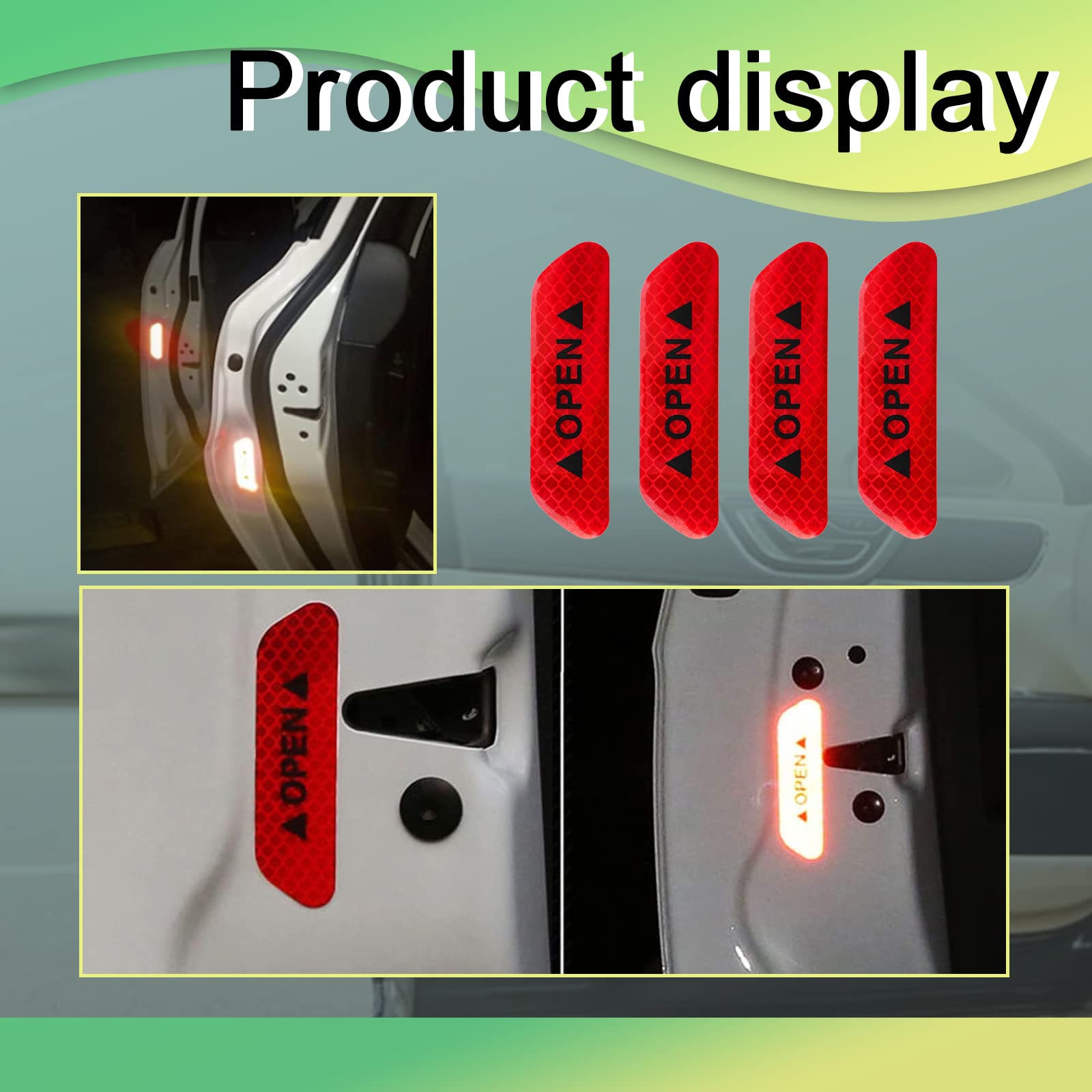 4Pcs Universal Car Door Open Prompt Warning Stickers, Anti-Collision Safety Reflective Decal Tape, Car Accessories Universal For Truck, Van, Suv, Night Conspicuity Safety Sign(Red)