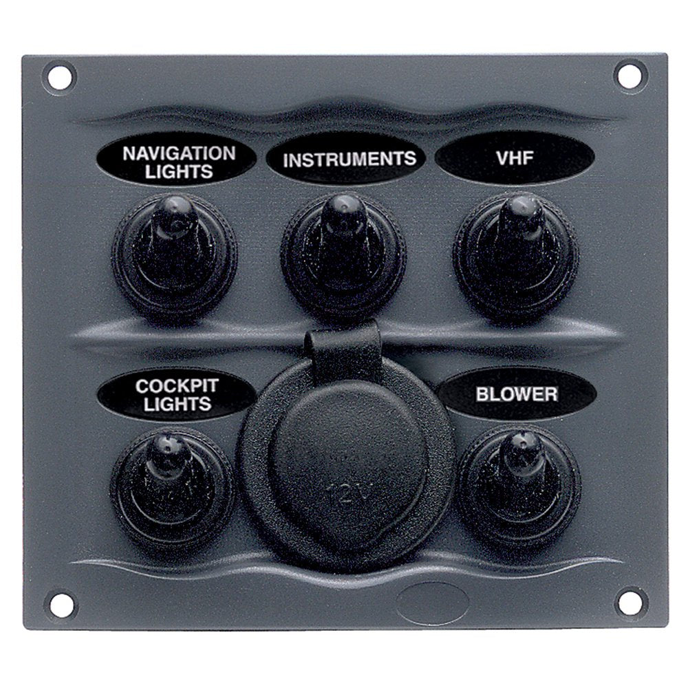 Marinco 16719813 Waterproof Panel - 5 Switches - Grey