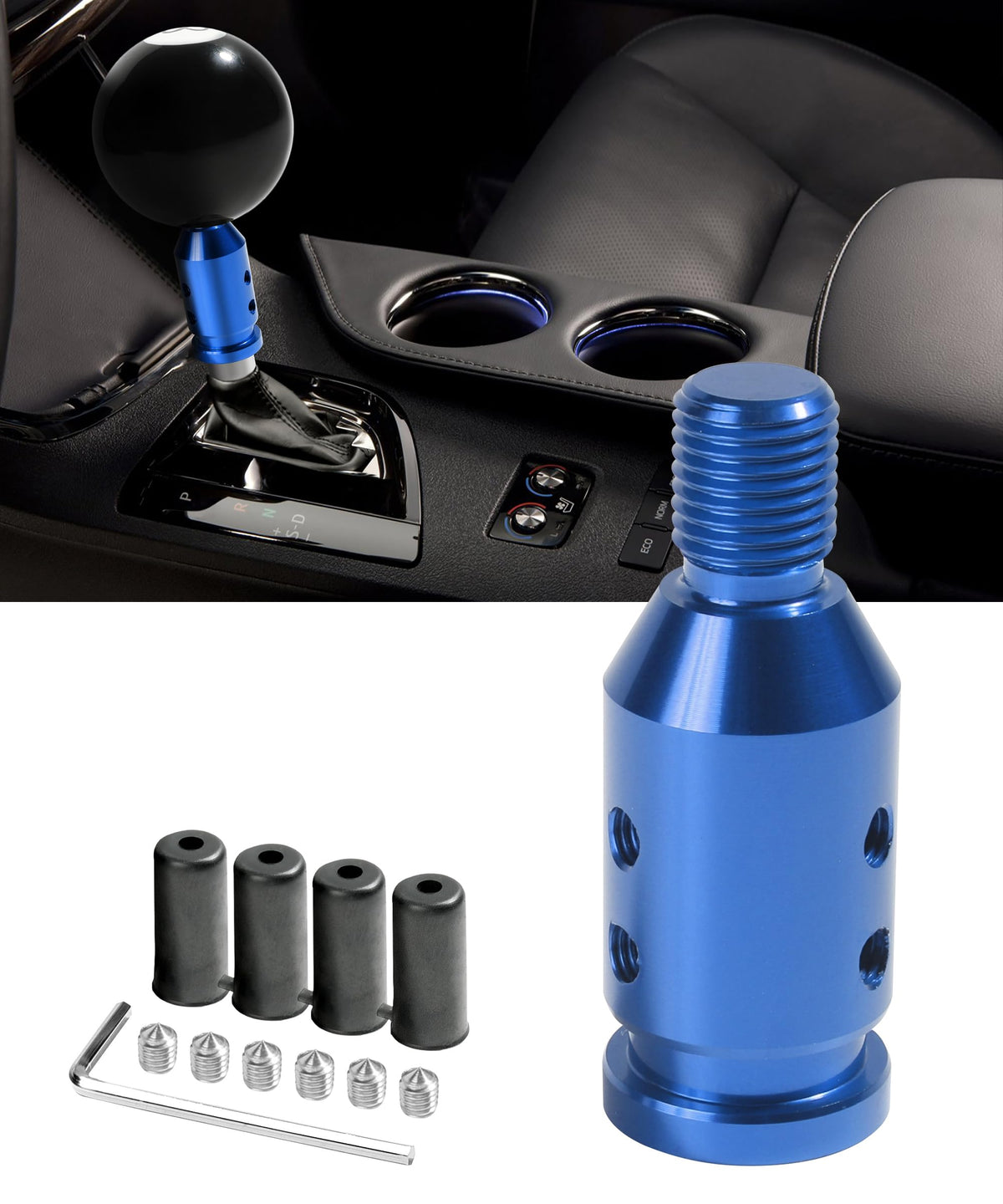 YAKEFLY Universal Gear Shift Knob Adapter,Aluminum Alloy Automatic Shifter Adapter Car Adapter,Shifter Boot Retainer Stick Conne