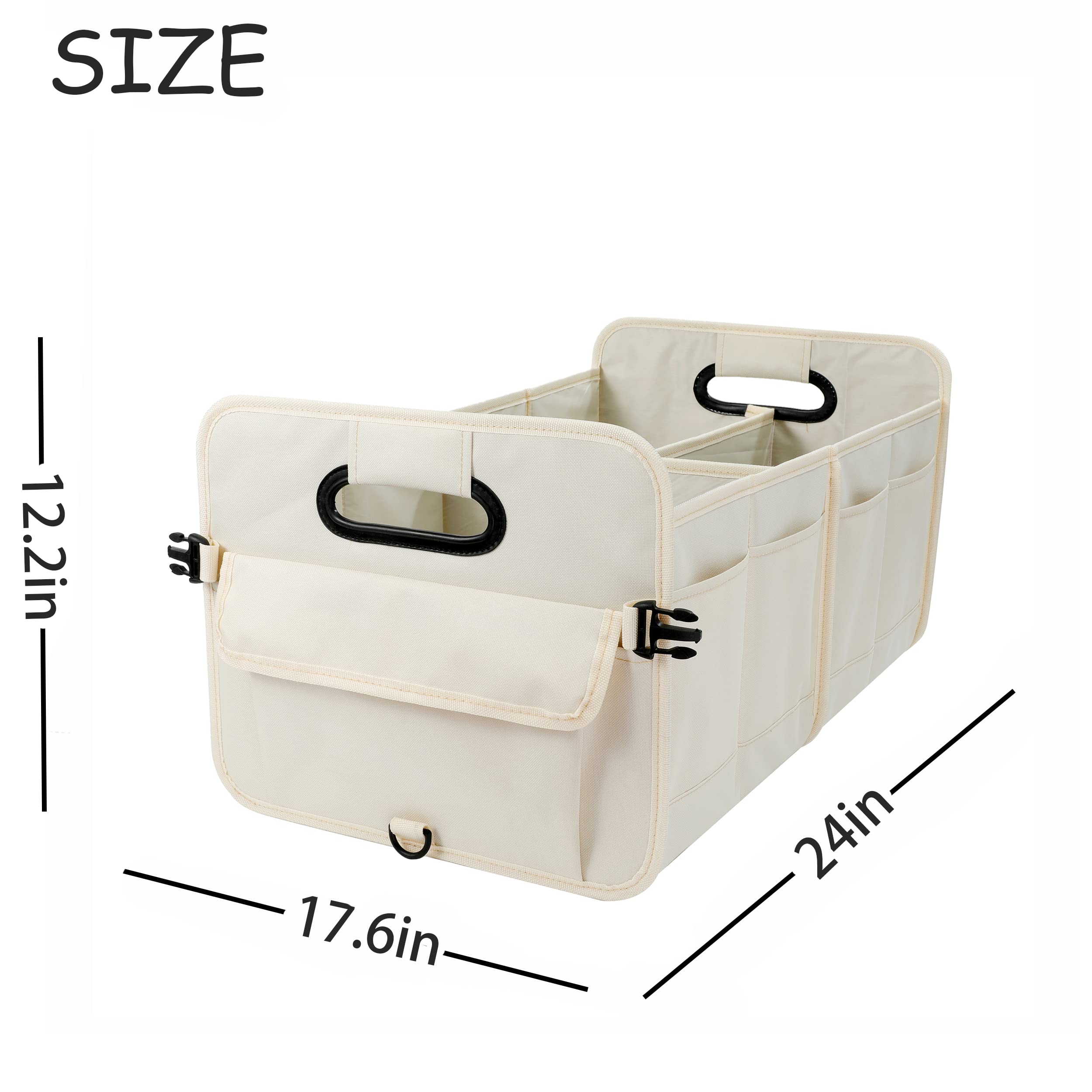 Aokjoy Car Trunk Organizer, Green, Foldable, Non-Slip, Adjustable, Multiple Compartments, 600D Oxford Cloth Material