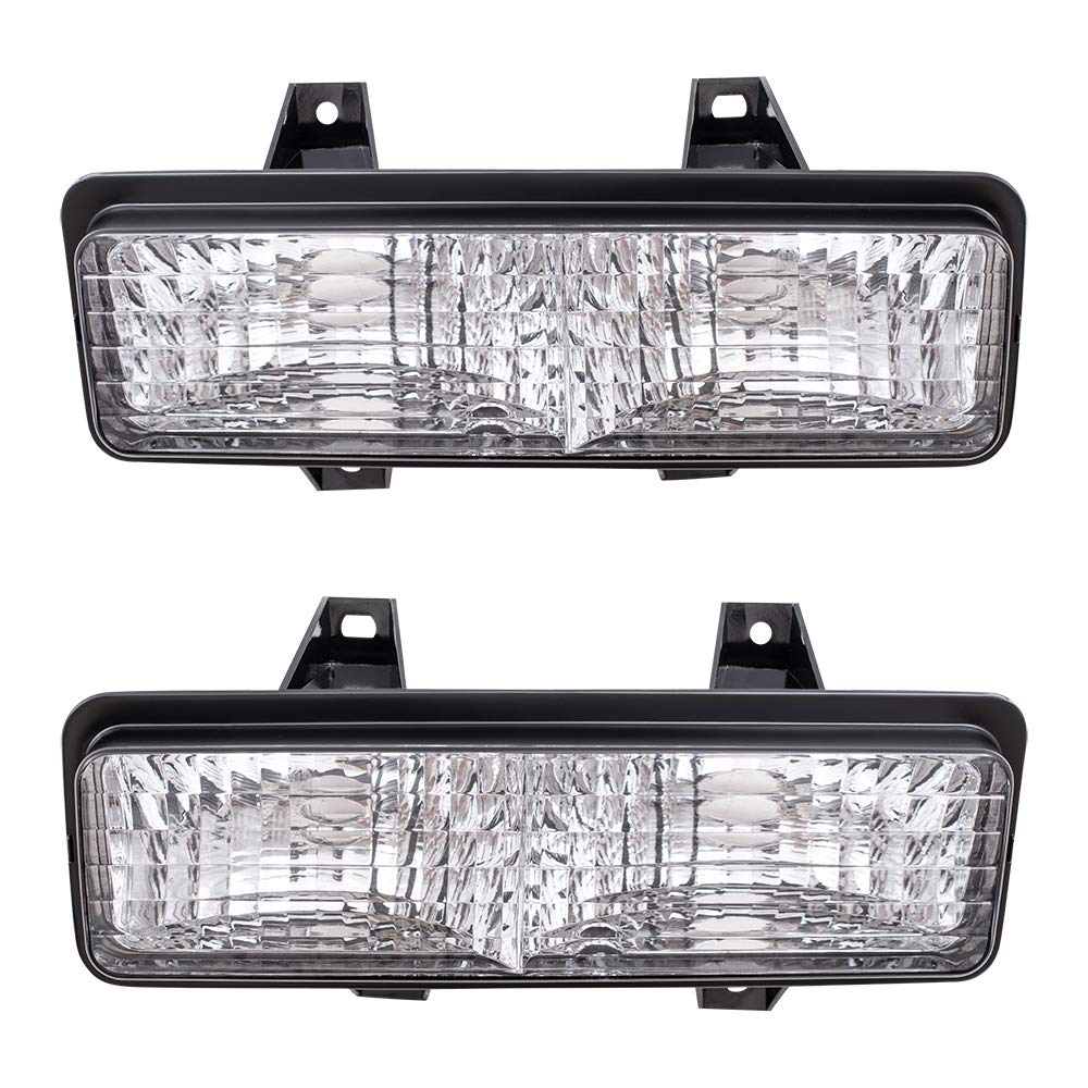 Brock Replacement Driver and Passenger Set Park Signal Front Marker Lights Compatible with 1989-1991 R/V Pickup Truck Suburban B