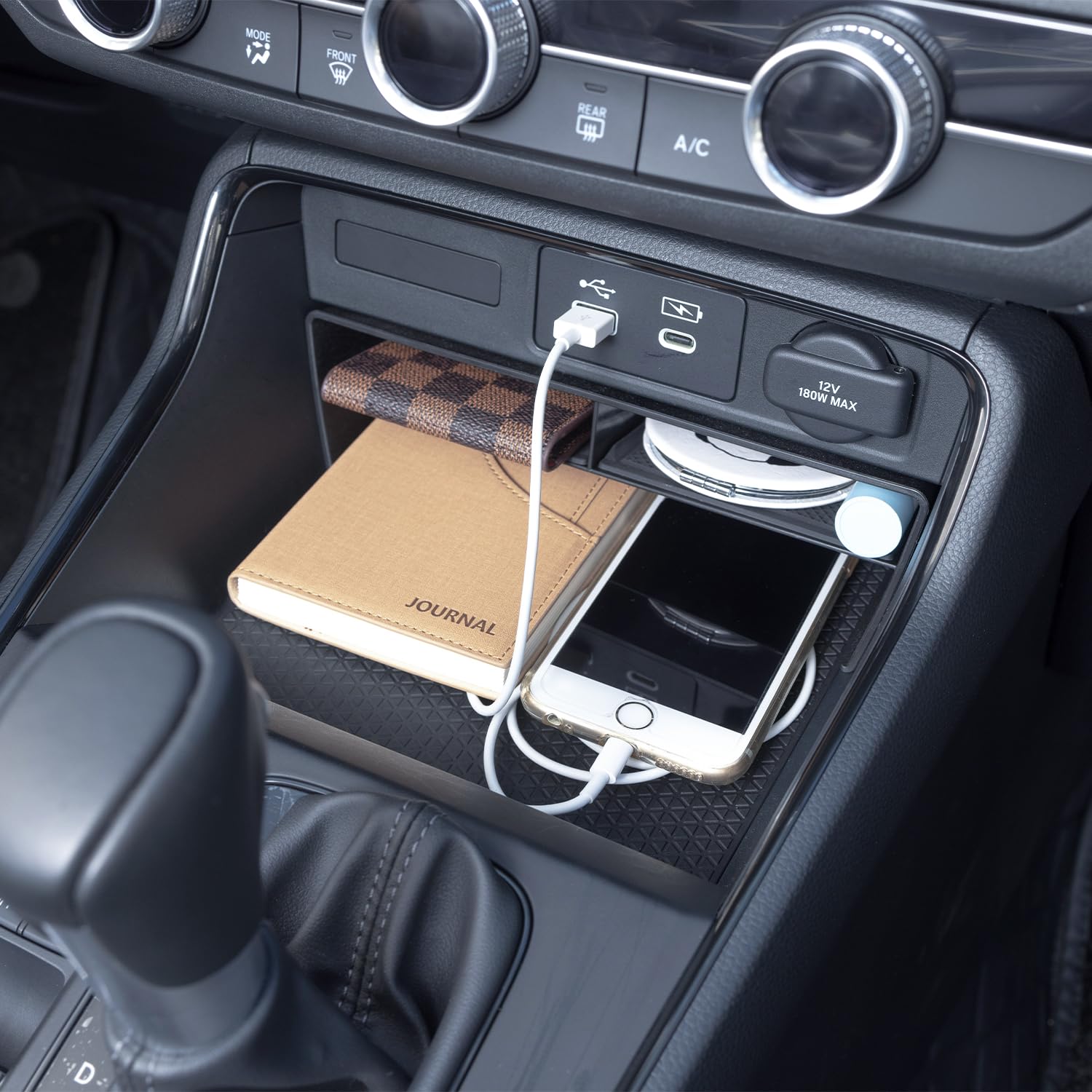 Pimcar 2Pcs Honda Crv Center Console Organizer And Armrest Tray, 2025 2024 2023 Cr-V Hybrid Accessories Abs Plastic Material Ins