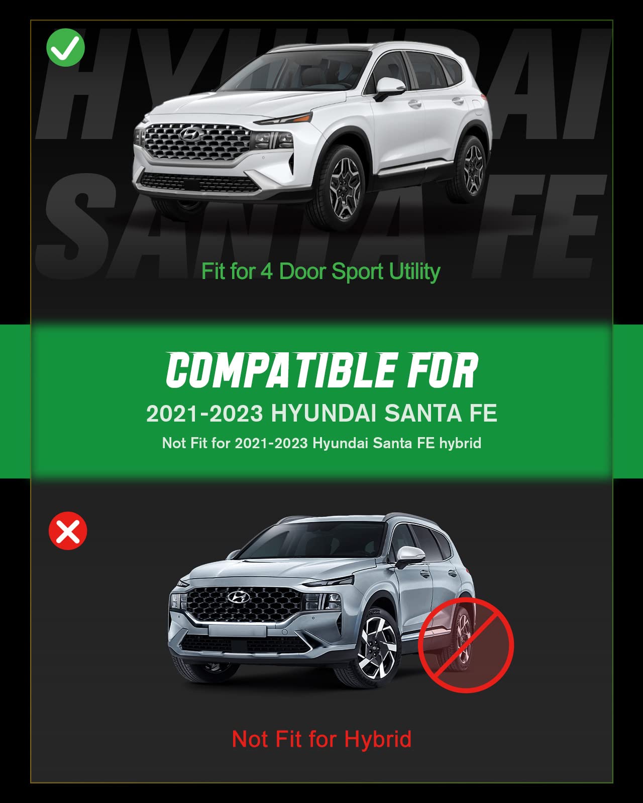 Viwik Floor Mats For Hyundai Santa Fe Fuel 2023-2021, Anti Slip 3D Floor Liners, Tpe Waterproof Car Mats, Custom Fit All Weather