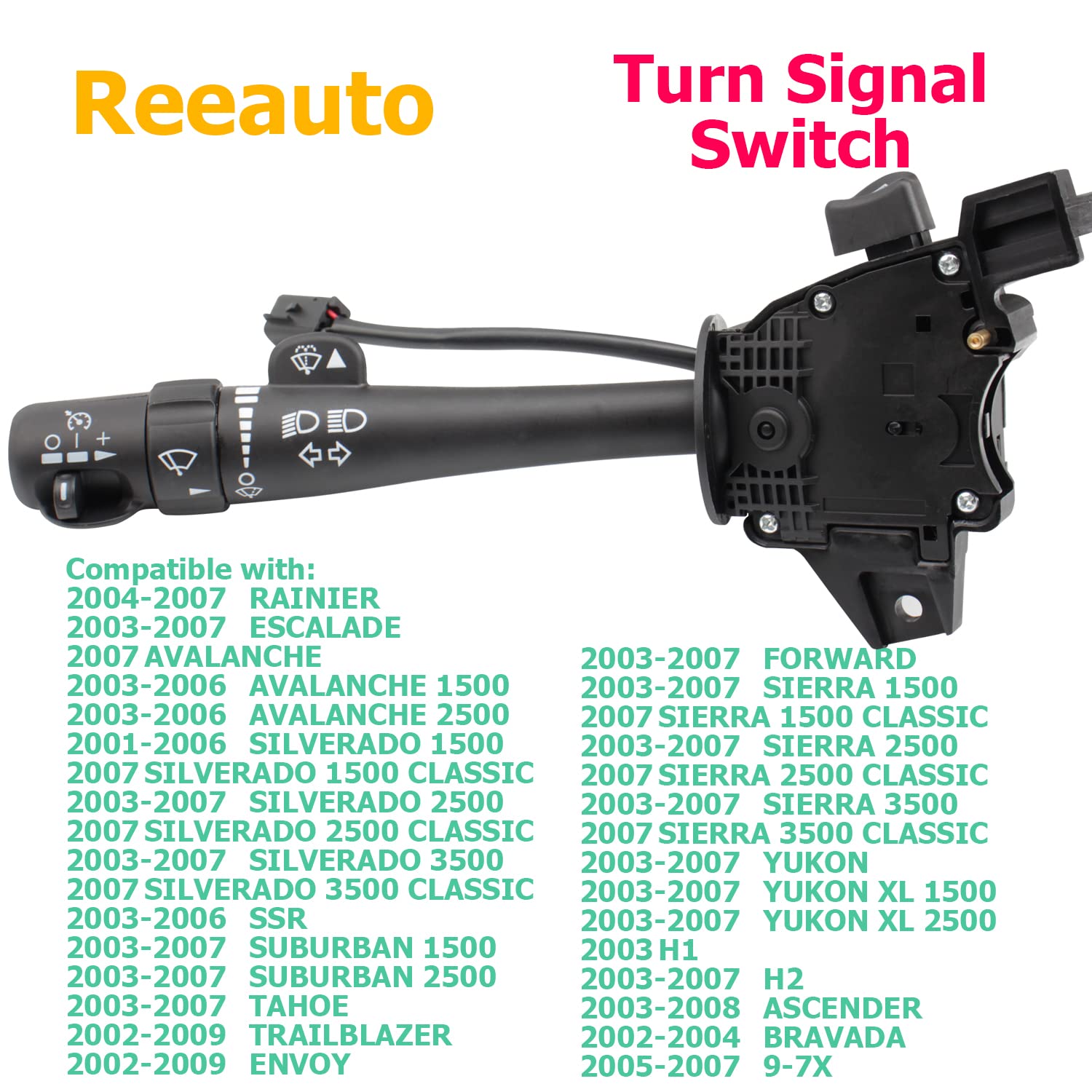 Multi-Function Combination Turn Signal Switch Wiper Dimmer Switch Compatible With 2002-2009 Trailblazer Escalade Envoy, 03-06 Silverado Tahoe Sierra Yukon Replaces# 12450067, D6299A, Sw3792