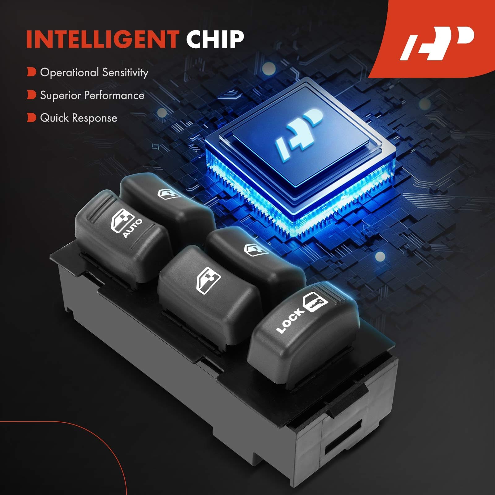 A-Premium Master Power Window Switch Compatible with Cadillac Escalade & Chevrolet Tahoe, Blazer & GMC Yukon, Jimmy & Oldsmobile Bravada, Front Left Driver Side, Replace# 19244658, 15151360