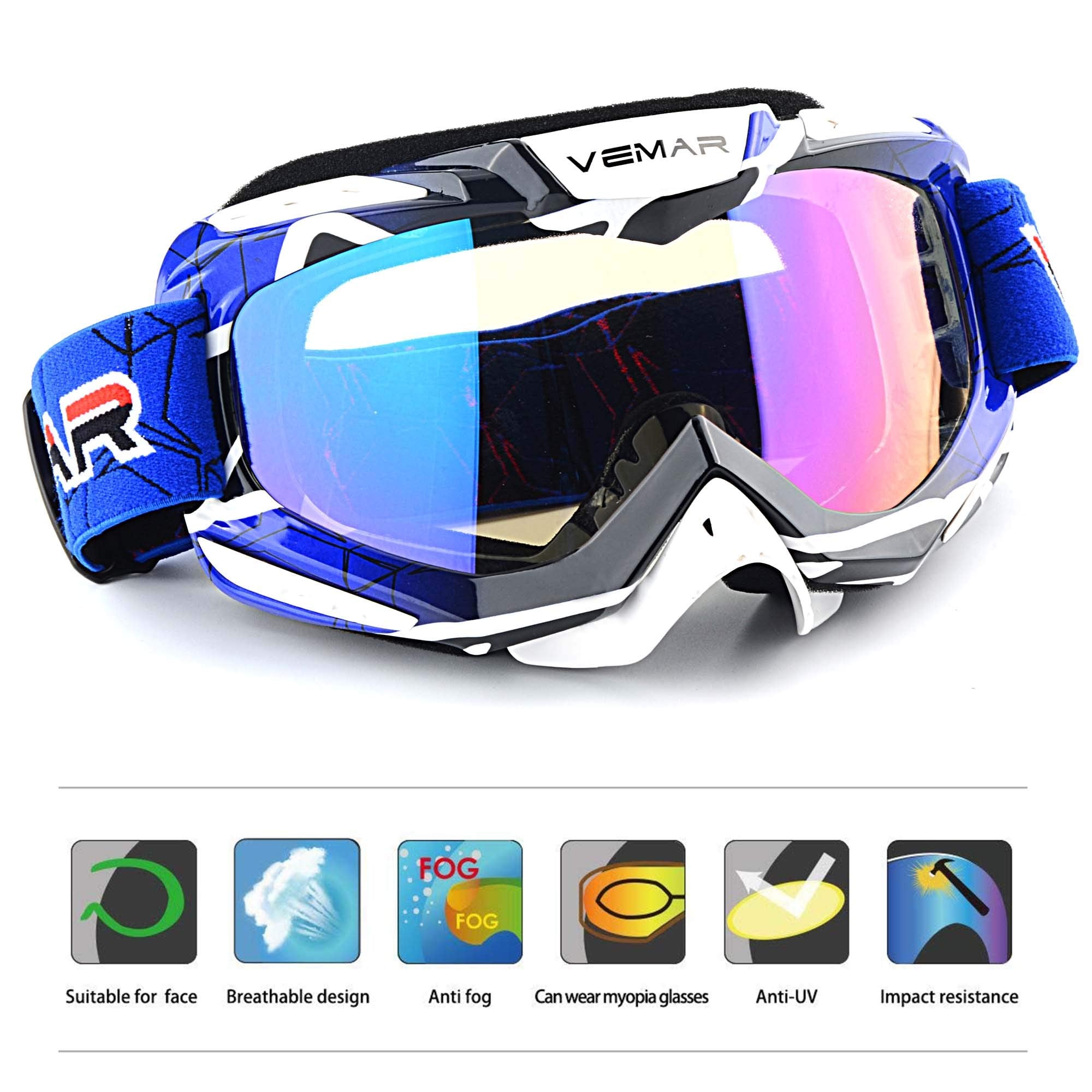 Ubelly Motorcycle Motocross Goggles Atv Racing Goggles Dirt Bike Tactical Riding Motorbike Goggle Glasses, Bendable Windproof Du