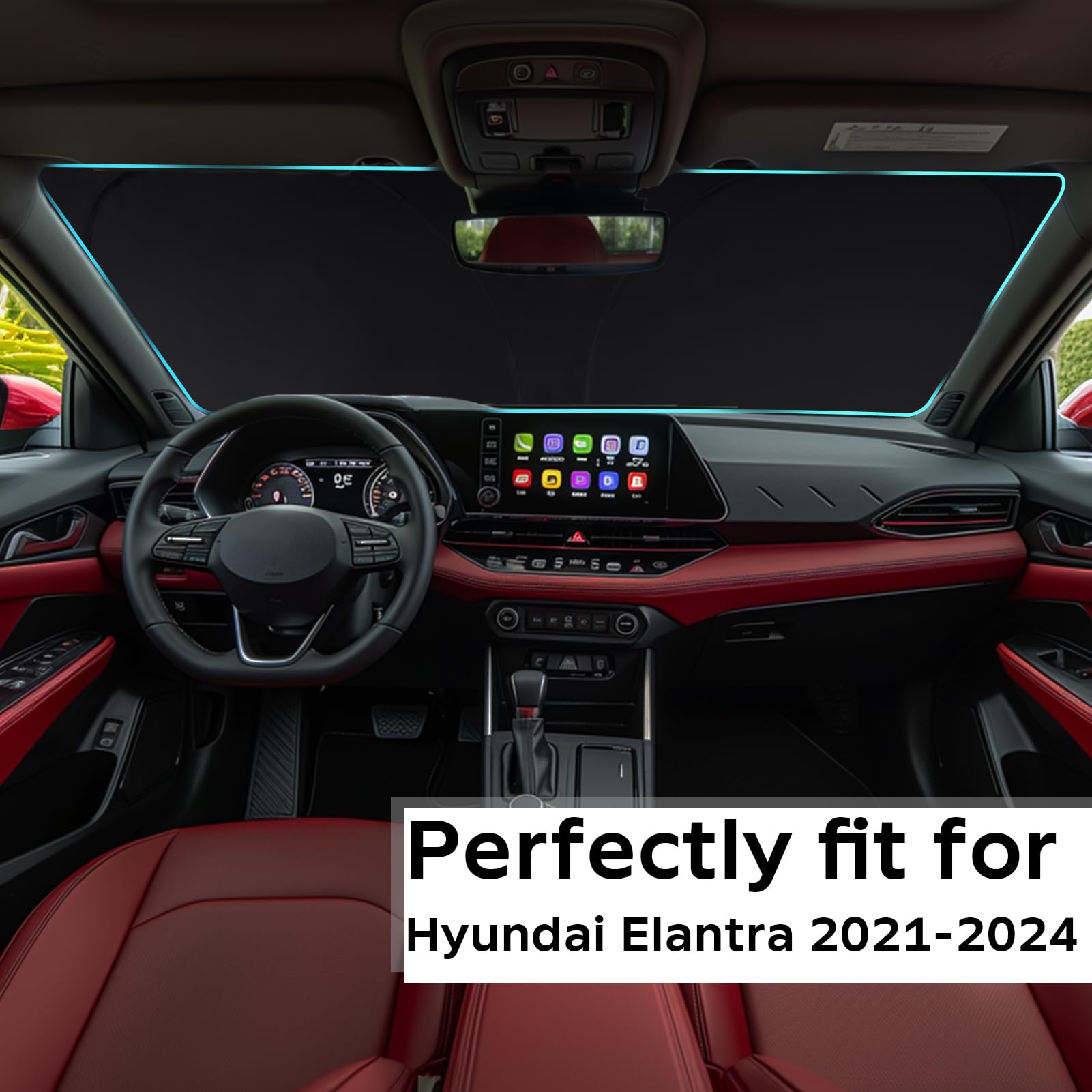 Windshield Sun Shade Car Sunshade For Hyundai 2020-2024 Windshield Cover For 2022 2023 Elantra 240T Reflective Foldable Front Wi