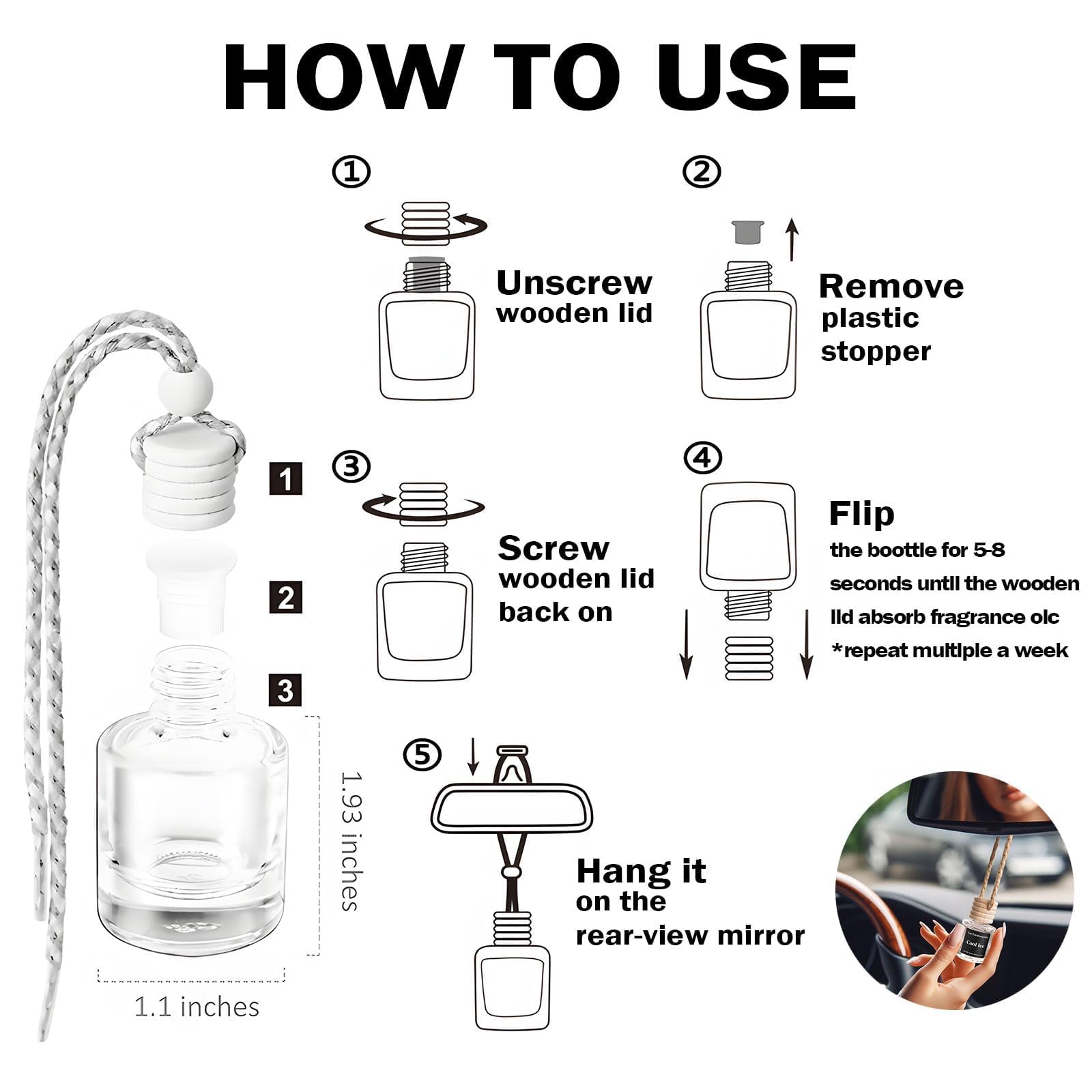 Car Air Freshener Hanging, My Way & The One Hotel Essential Oil Diffuser For Car,Long Lasting Car Air Freshener For Car, Made In