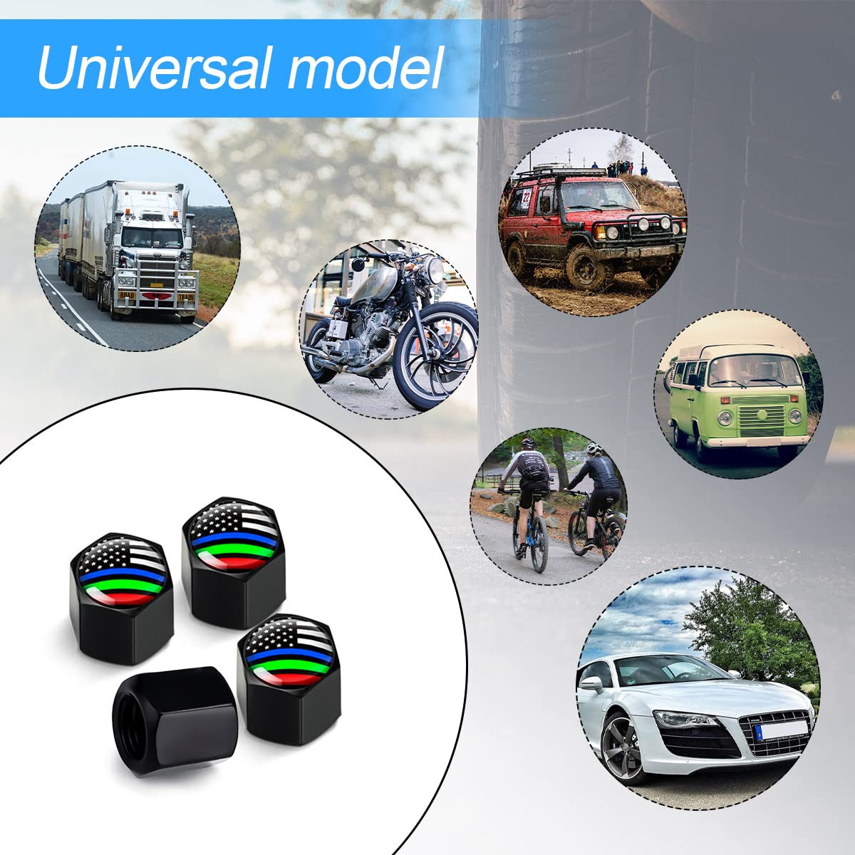 4Pcs American Flag Tire Valve Stem Caps For Car, Auto Anti-Rust Airtight Rubber Valve Stem Covers, Leakproof Wheel And Tire Exte