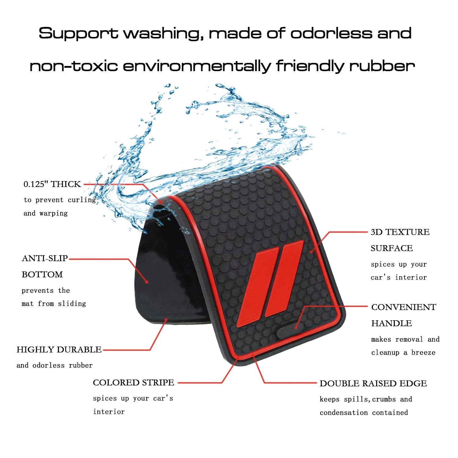 Hamsam For Dodge Durango Accessories 2014-2020 Anti Dust Cup Holder Inserts, Door Pocket Liners,Center Console Liner Mats Premiu