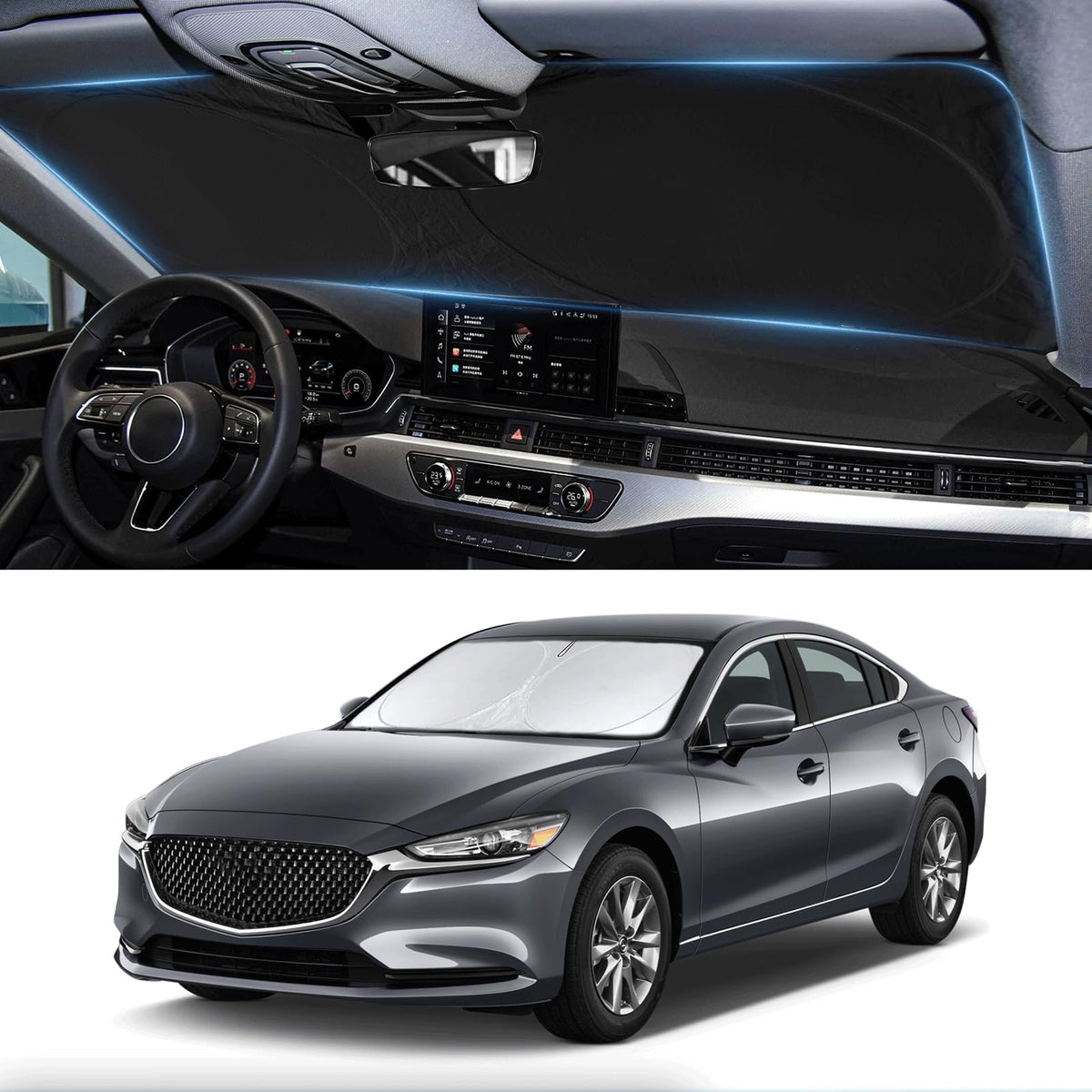 Custom Fit Mazda 6 Windshield Sunshade For Mazda 6 2014-2021 Mazda6 Accessories Front Window Shades Cover For Windshield Sun Vis