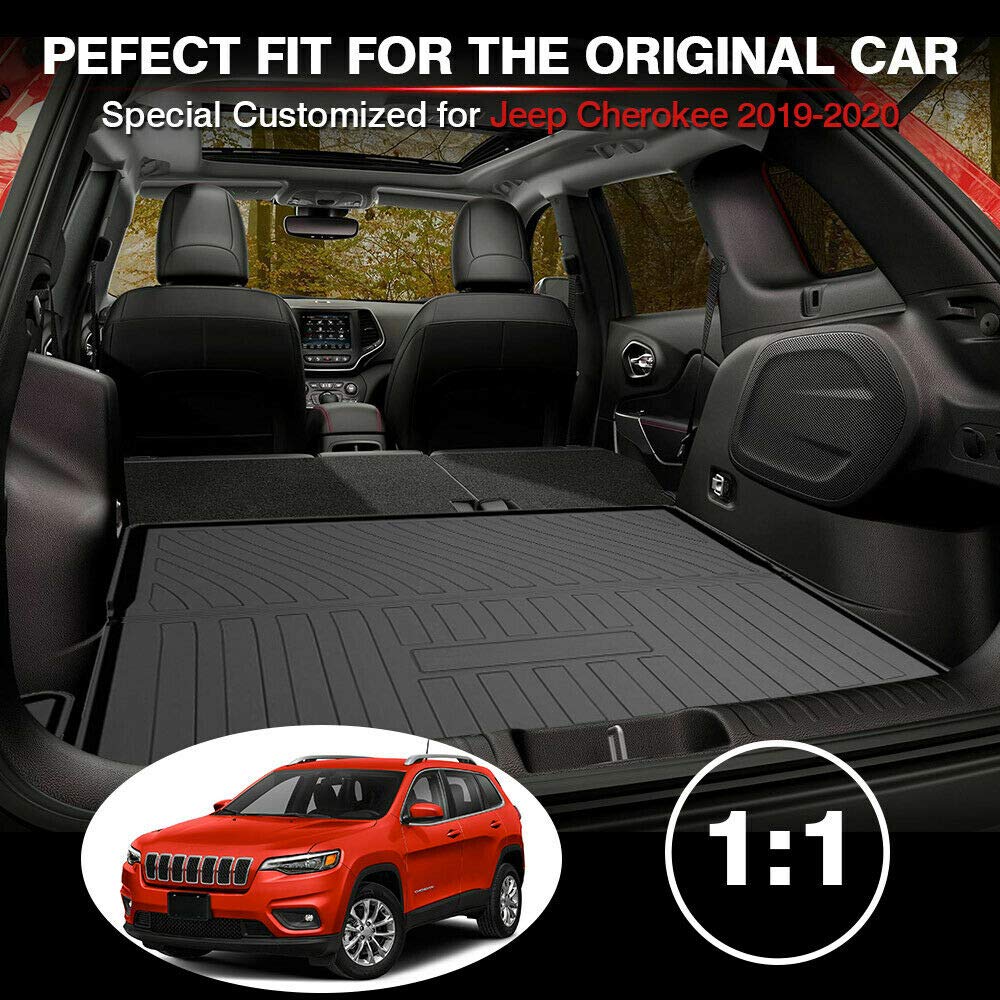 Cherokee Cargo Liners - All-Weather Protection Rear Cargo Trunk Tray Floor Mats Compatible With 2019 2020 2021 2022 2023 Jeep Ch