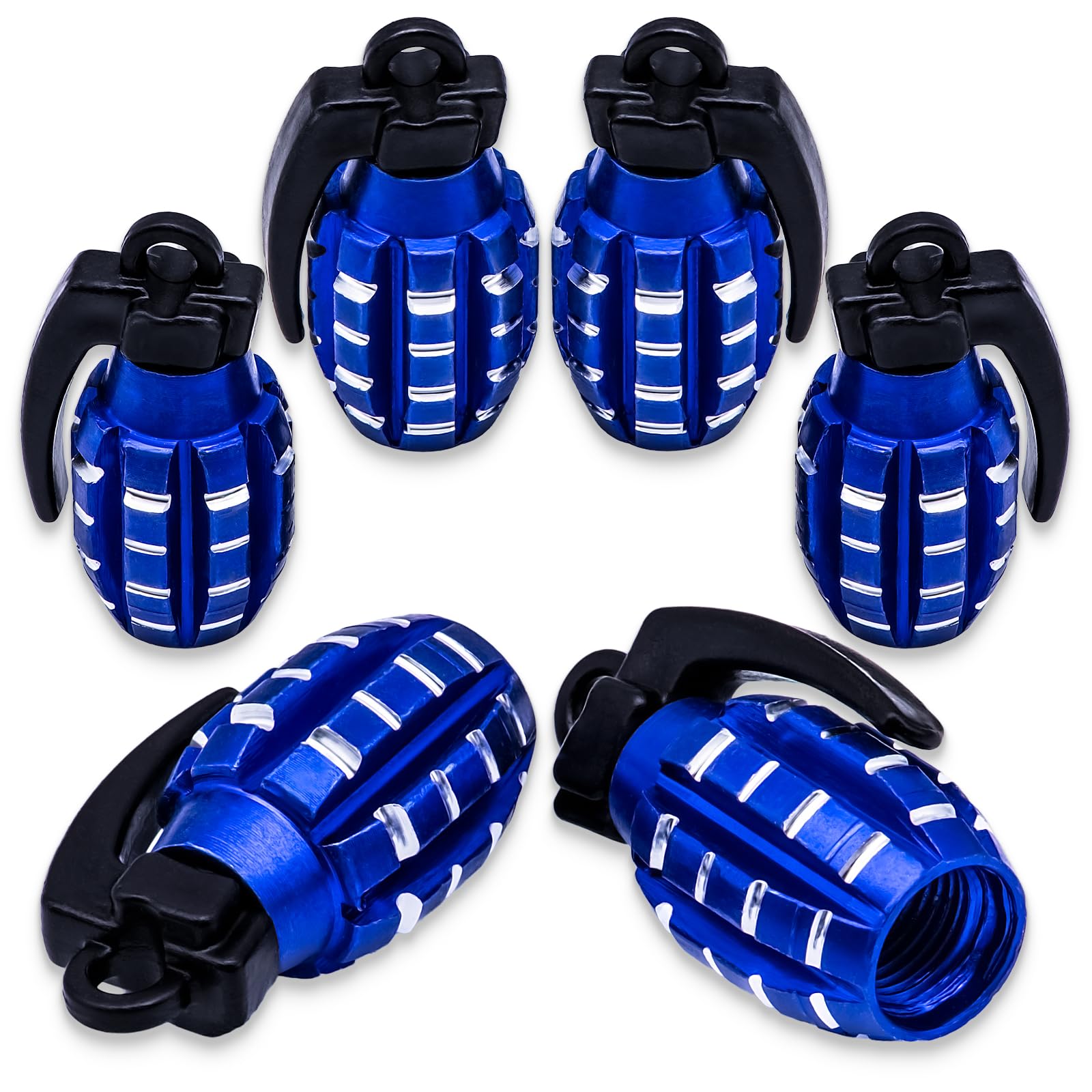 Meajoo 6Pcs Tire Valve Stem Caps, Aluminium Alloy Tire Valve Stem Covers Universal For Cars, Trucks, Suv, Motorcycles, Bike And