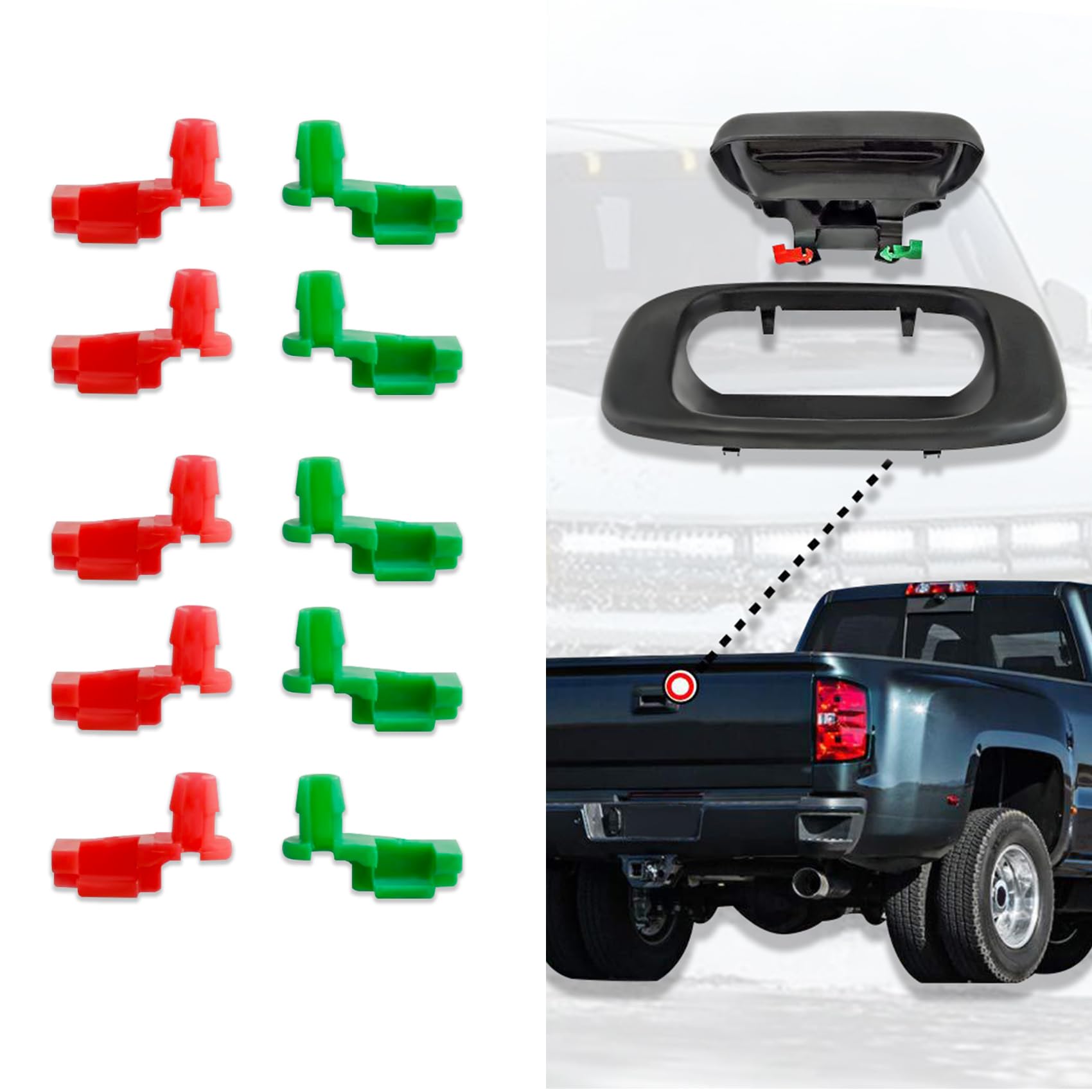 Lecctso 10PCS Tailgate Handle Rod Clip, Left & Right Door Lock Rod Clip Replacement OEM# 88981030 88981031, Car Accessories Univ