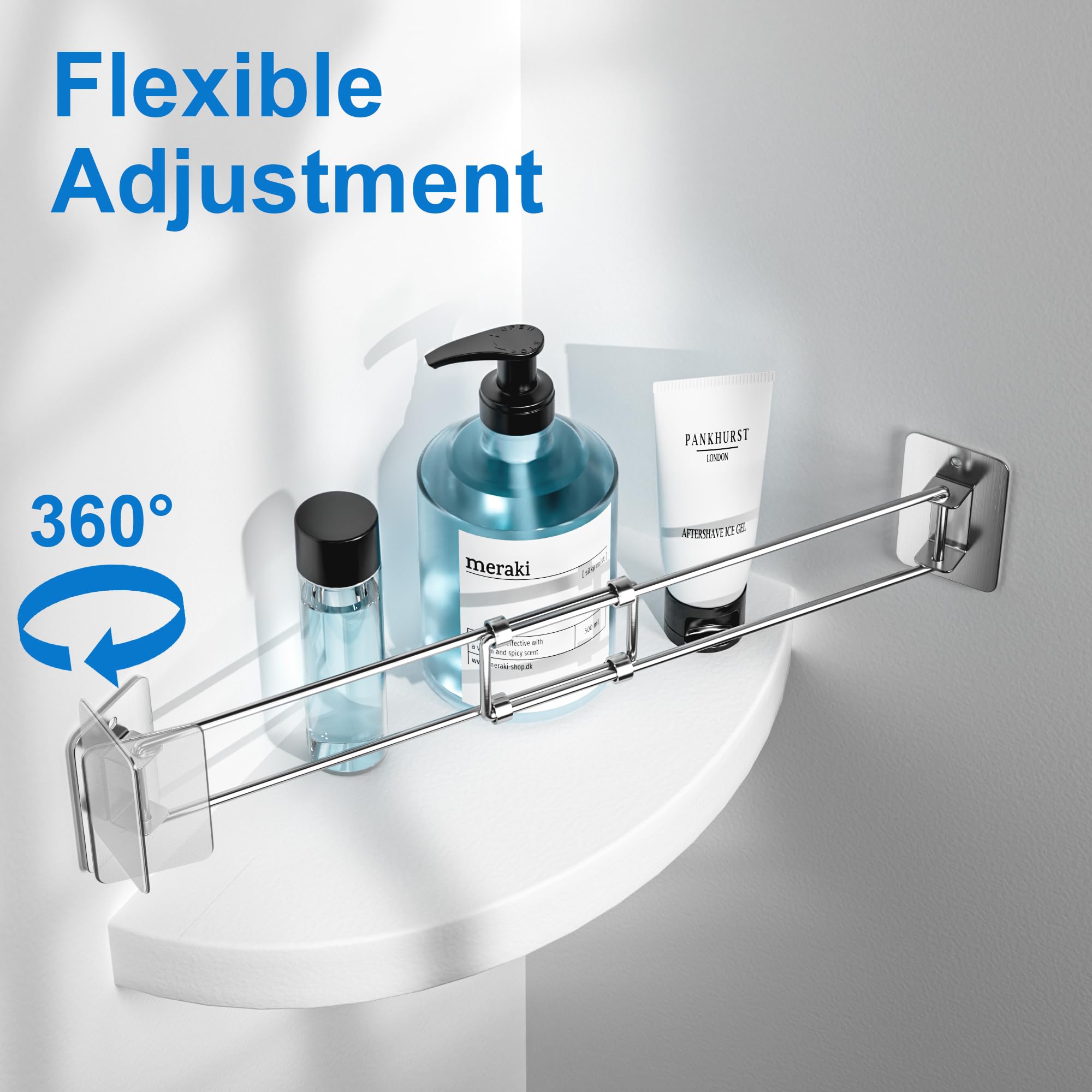 Josmimic Rv Shower Corner Storage Bar - Adjustable Stainless Steel Rod For Shelves - 7-13 Inch Length - Camper Organization, 2 P