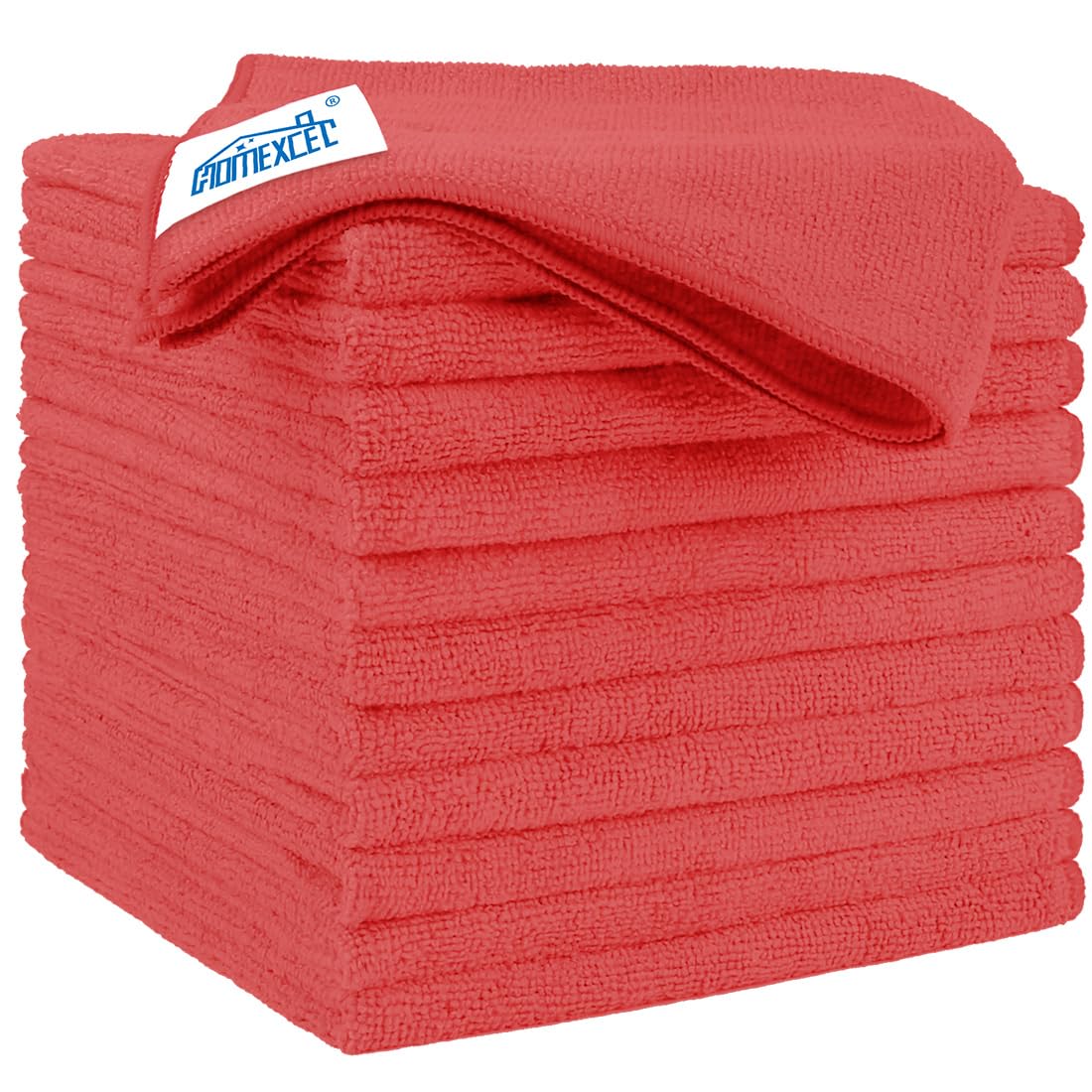 Homexcel Red Microfiber Cleaning Cloth 12 Pack, 12.5 X 12.5 Inch Microfiber Towels For Cars, Ultra Absorbent Car Washing Cloth,