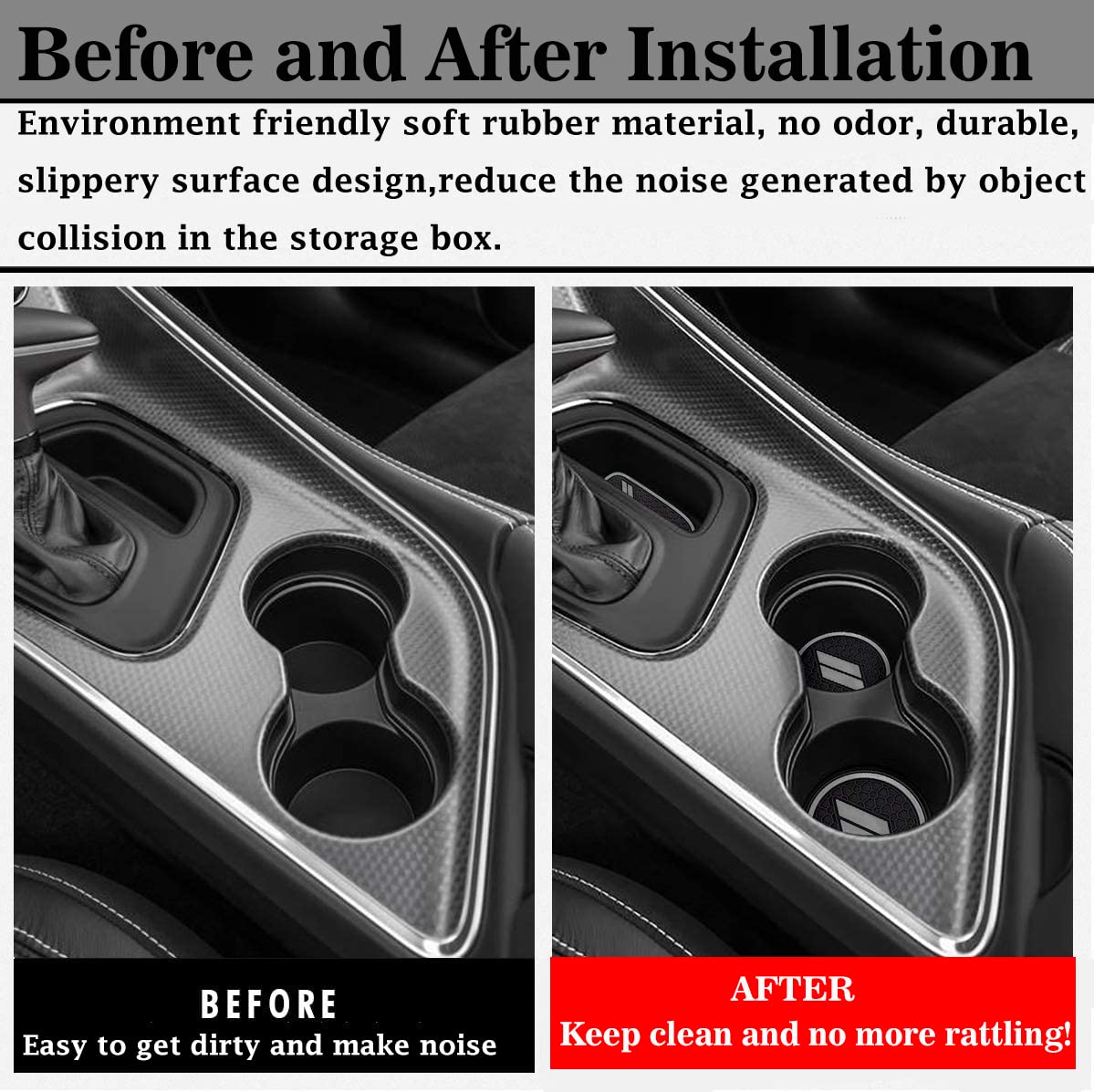 Auprite Non-Slip Anti-Dust Mats For Dodge Challenger Accessories 2015 2016 2017 2018 2019 2020 2021 2022, Custom Fits Cup Holder Liners Mats Door Pocket Center Console Liners (Gray/11Pcs)