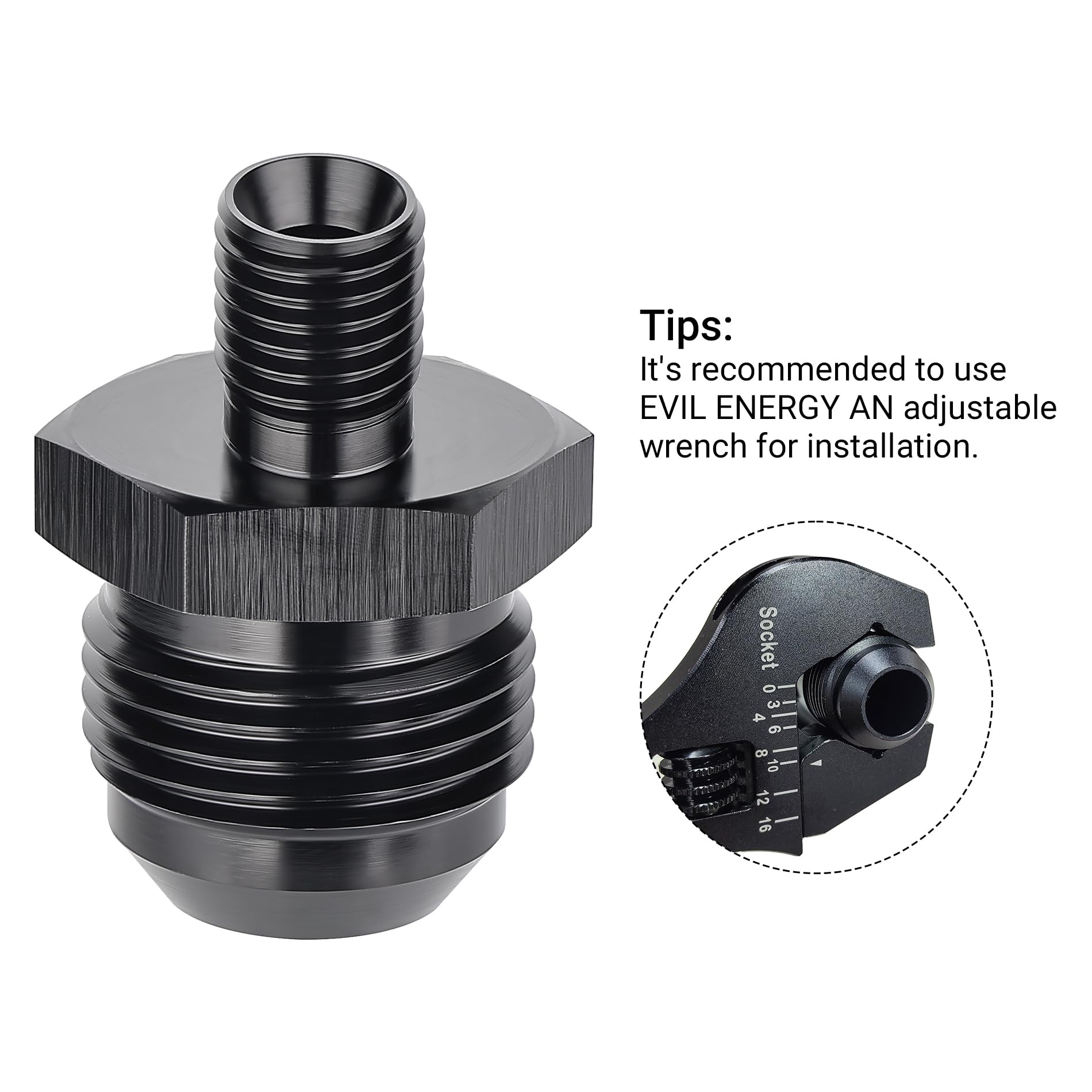 Evil Energy 12An Male Flare To M12 X 1.5Mm Male Metric Fitting Adapter Aluminium Alloy 2Pcs