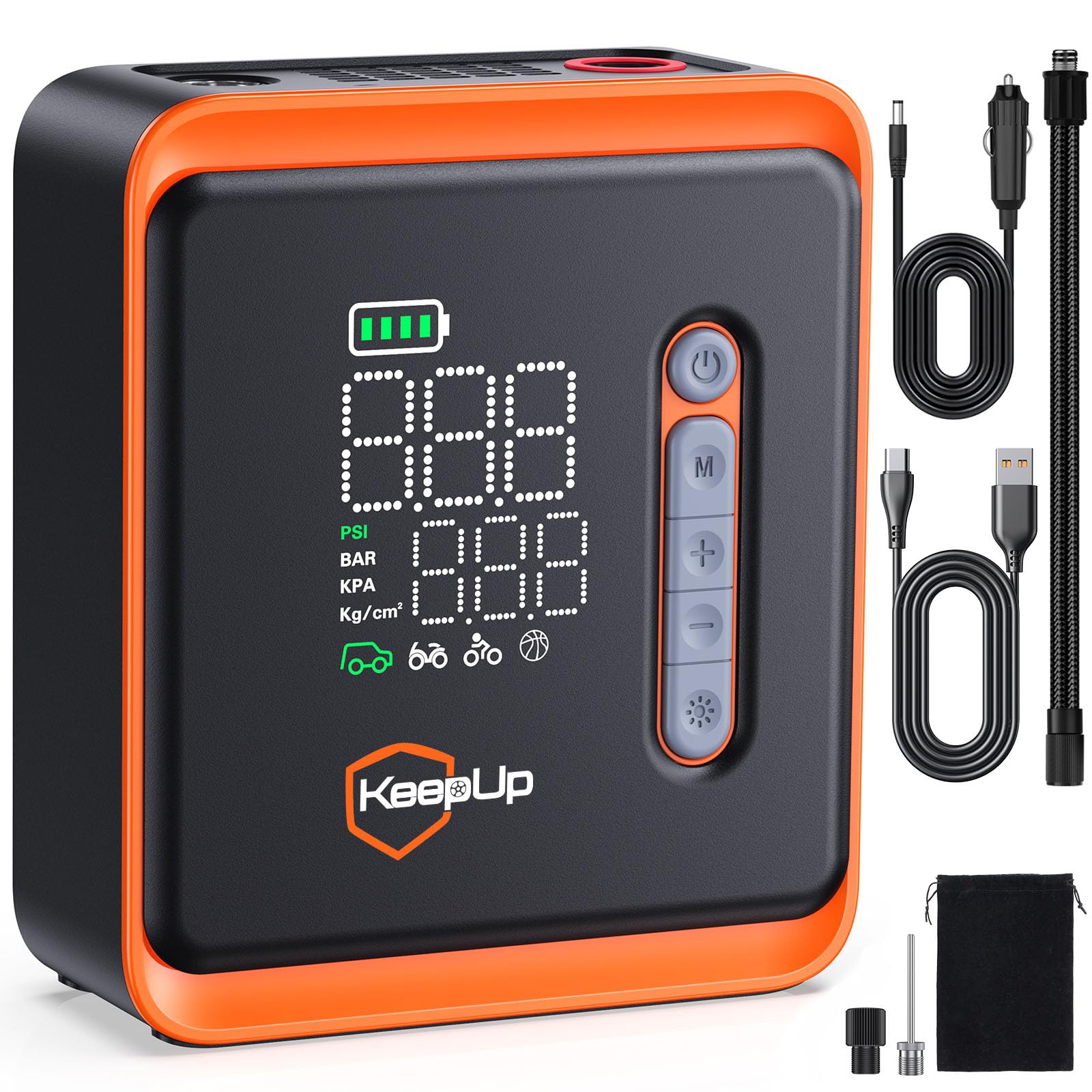 Tire Inflator Portable Air Compressor - KEEPUP 150 PSI Cordless Air Pump with Rechargeable Battery for Car Tires Ebike Motorcycl