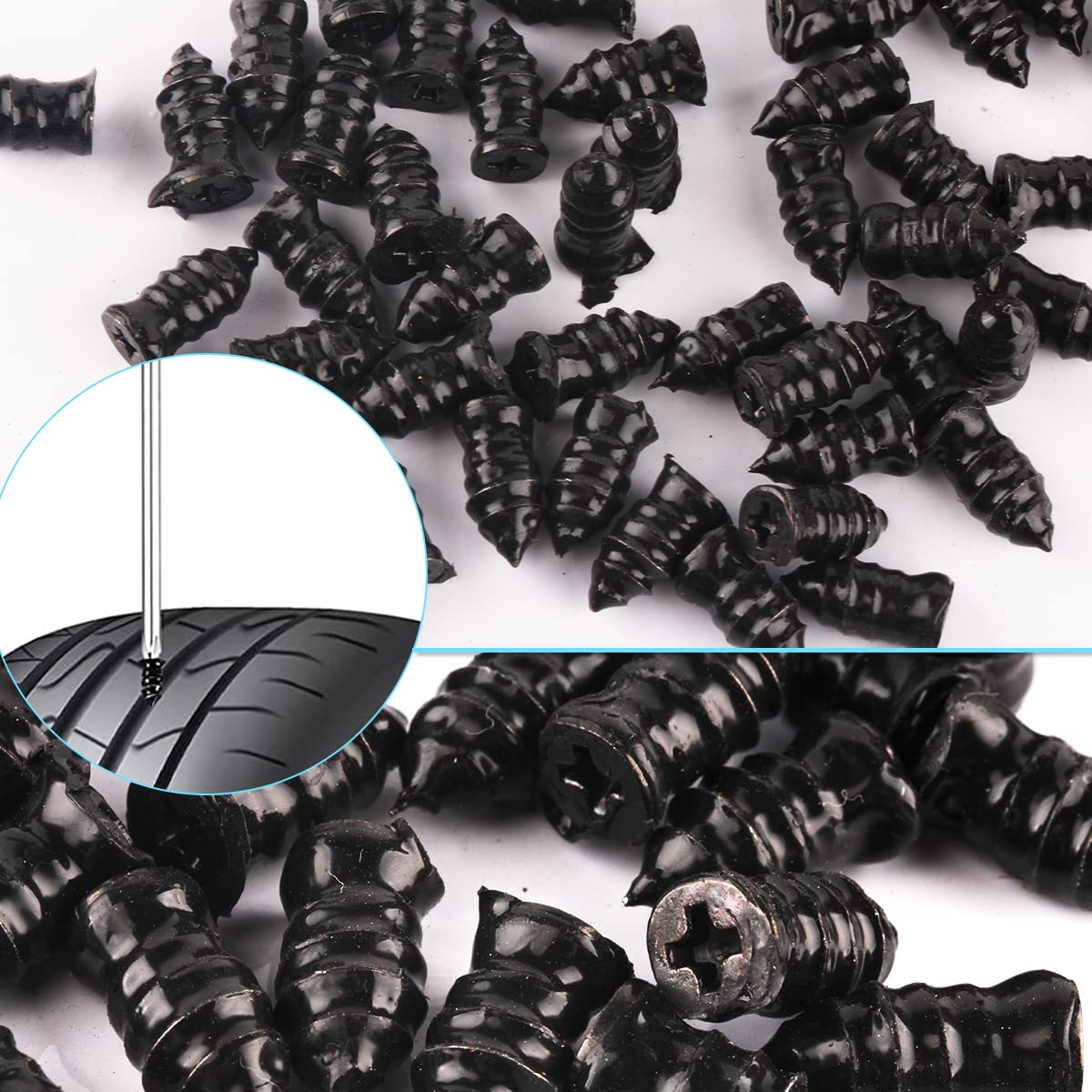 Aosdanting Tire Repair Rubber Nail, 30 Pieces Vacuum Tire Repair Kits Spiral Rubber Nails, For Car Motorcycle Fast Tire Repair Tools