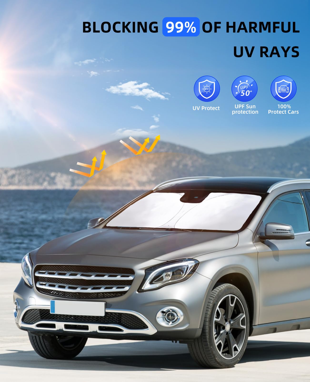 For Mercedes Benz Gla 250 2015-2020 Windshield Sun Shade, Foldable Sunshade For Front Windows Cover Sun Blocker Protect Car From