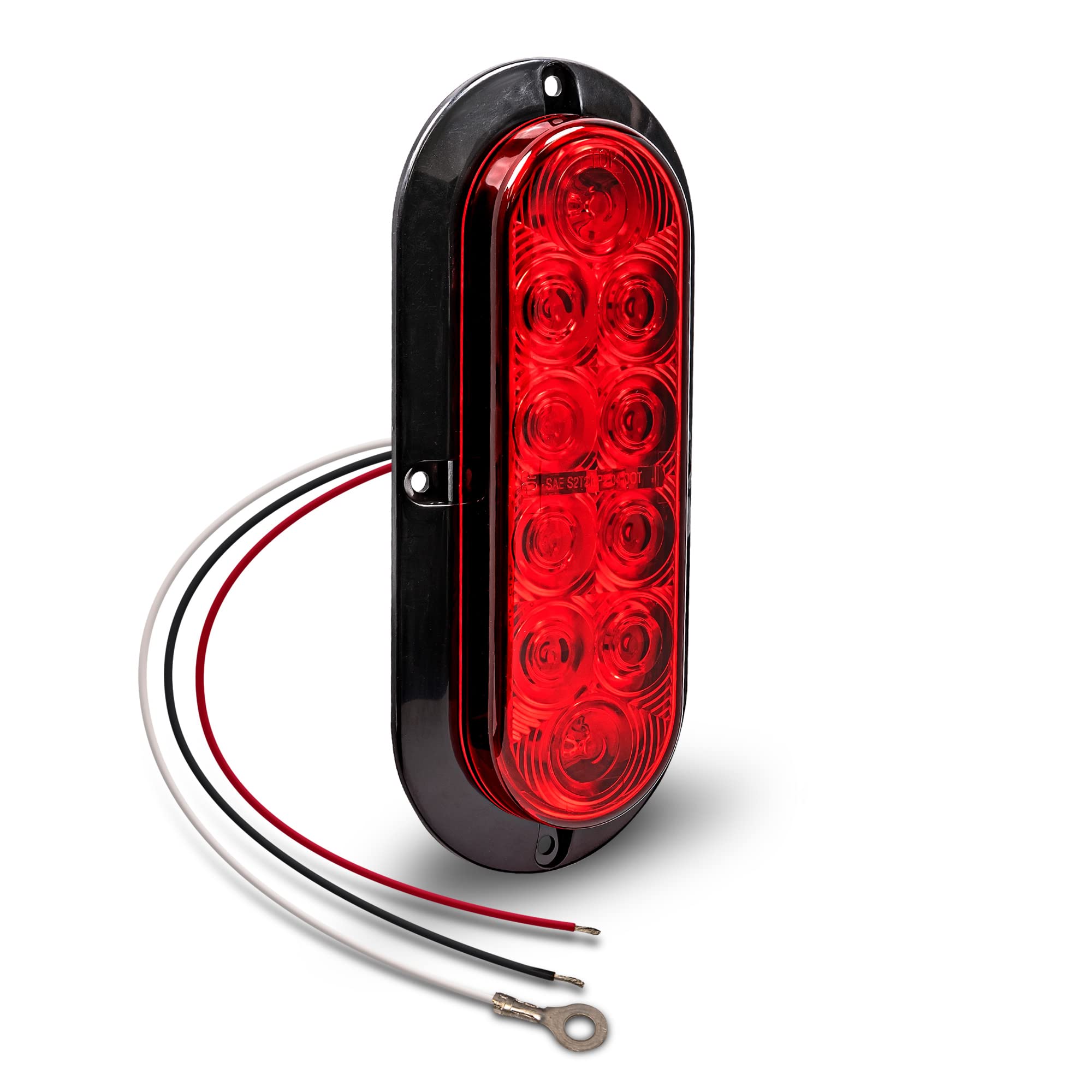 6 inch Red Oval LED Trailer Tail Light DOT FMVSS 108] SAE S2T2I6] Surface-Mount] IP67 Waterproof] Stop Turn Tail] Trailer Brake 