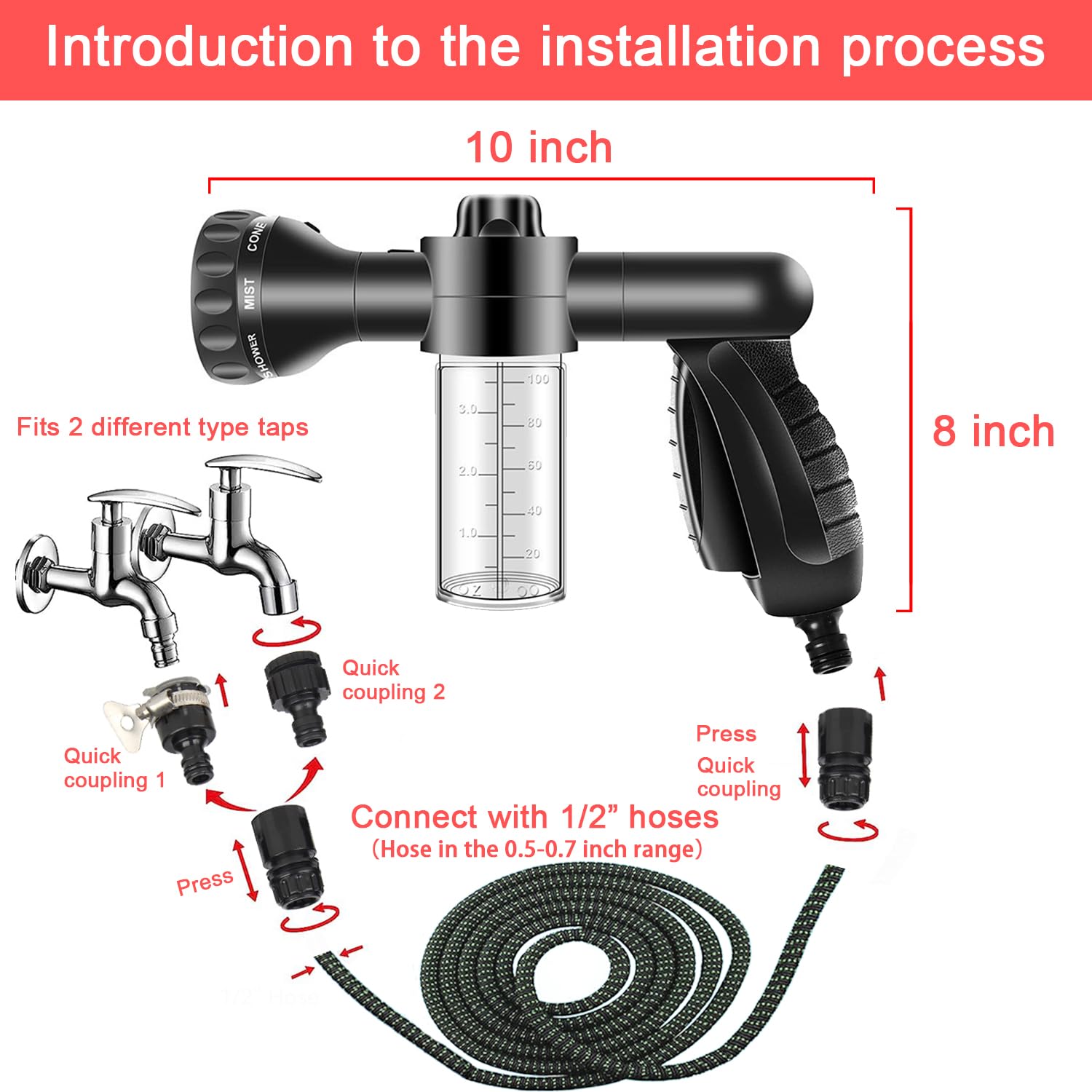 Lianxin Car Wash Kit -Car Wash Cleaning Kit Car Interior Detailing Kit With Car Wash Foam Gun,Microfiber Sponge Car Care Kit,Tir