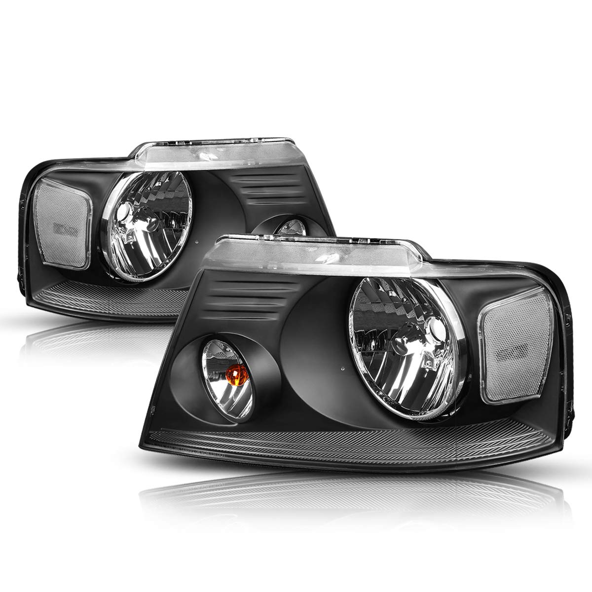 2Pcs Replacement Headlights Assembly Compatible With Ford F150 04-08/Lincoln Mark Lt 06-08,Black Housing/Clear Corner