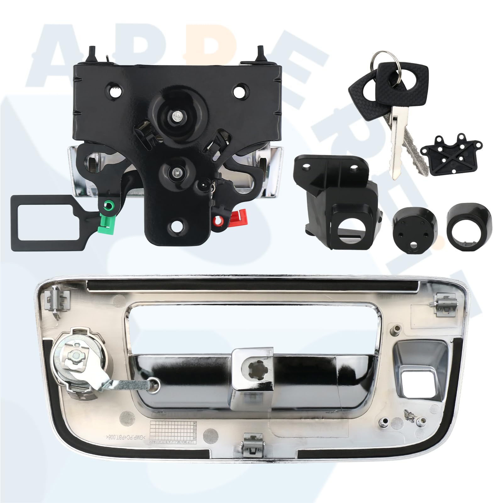 APPERFiT Locking Tailgate Handle Latch & Bezel w/Lock Cylinder & Backup Camera Hole Compatible with 2007-2014 Chevrolet Chevy Si