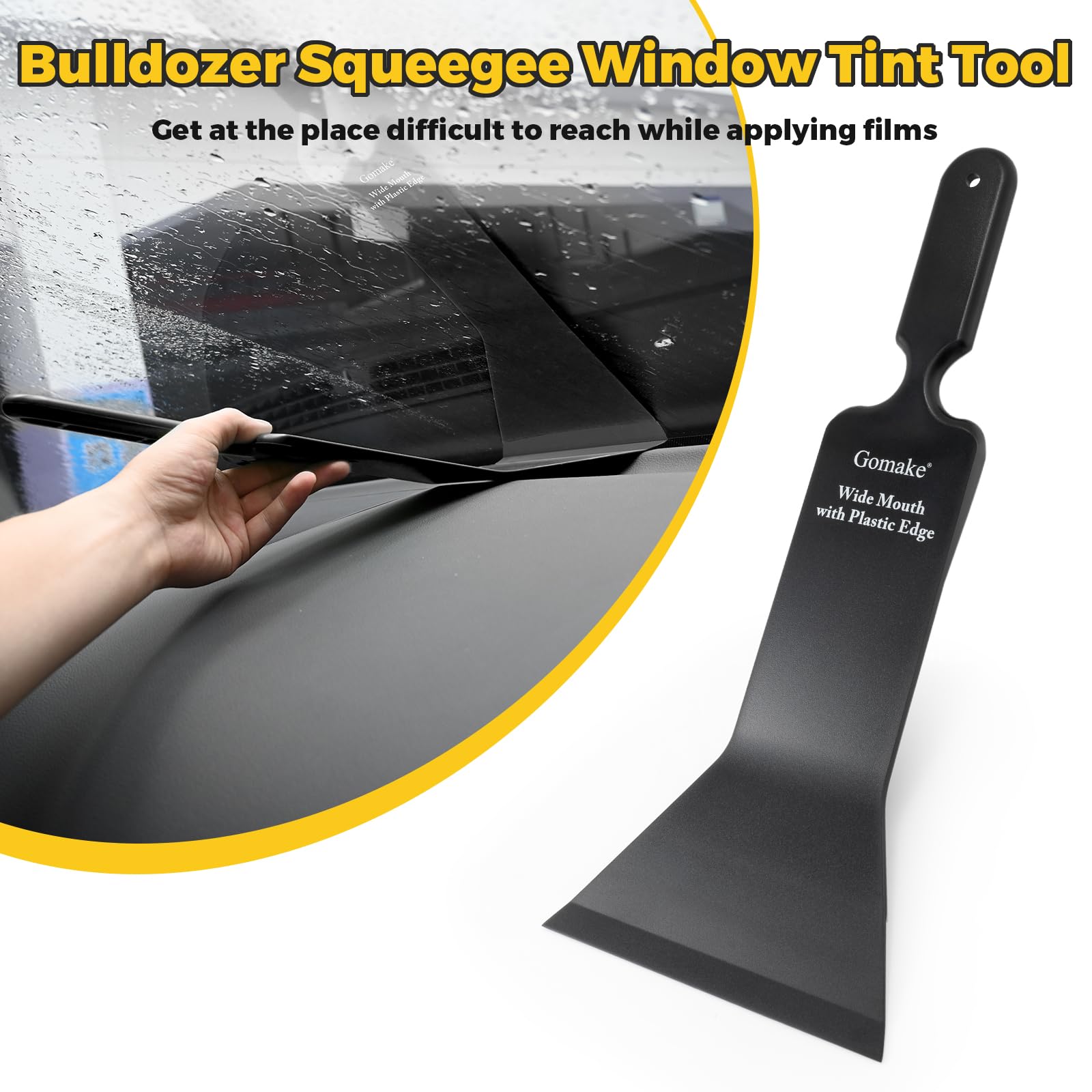 Gomake Window Tint Kit Vinyl Wrap Tool Car Windshield Back Window Tinting Tools With Bulldozer Squeegee Scrubber Paddle,Rubber B
