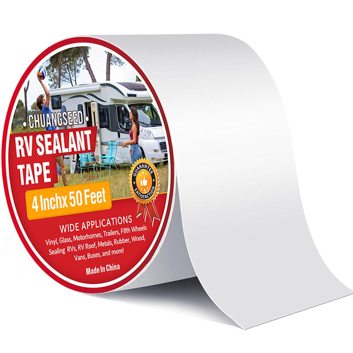 CHUANGSEED RV Roof Tape White, 4 Inch X 50 Feet, RV Sealant Tape, Roof Patch Repair Tape for Camper Roof Repair, Trailer Roof Se
