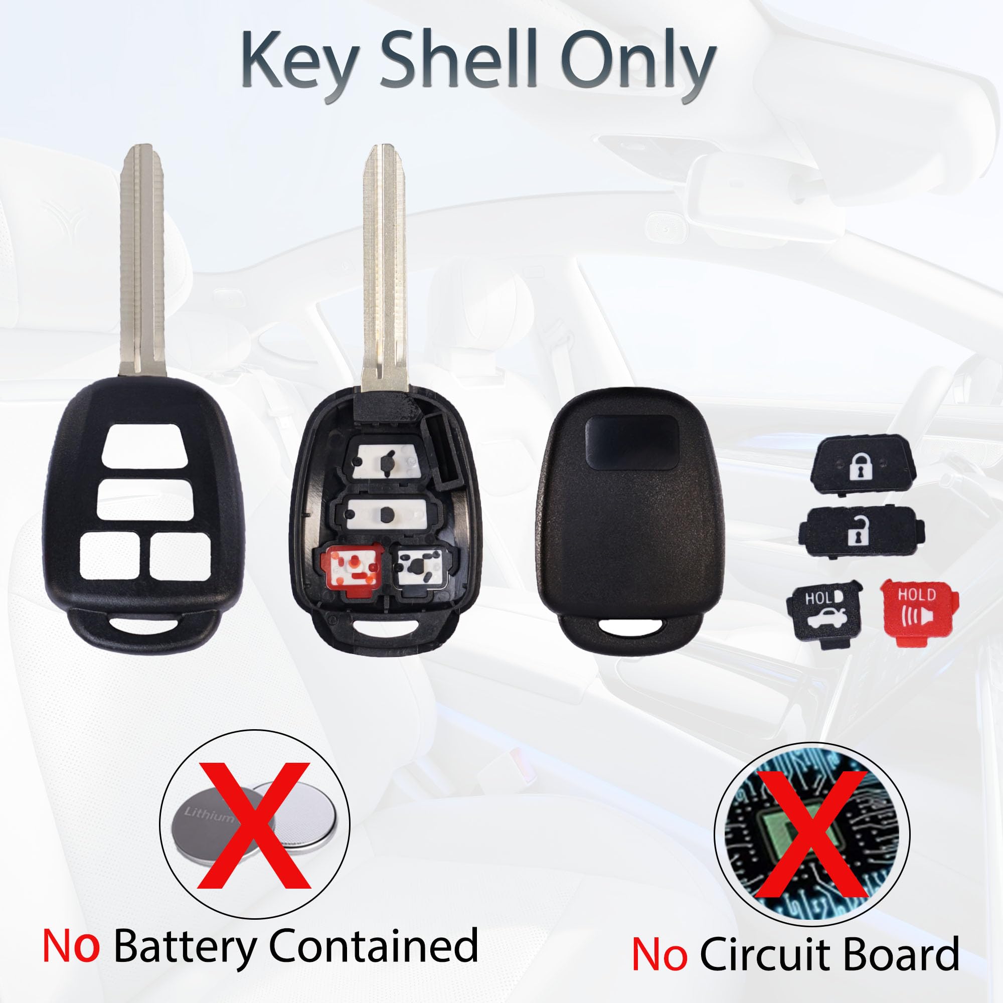 SUPALAND Key Fob Shell Case Replacement Fits for Toyota Camry Corolla RAV4 Highlander Tacoma Yaris Scion 2012 2013 2014 2015 201