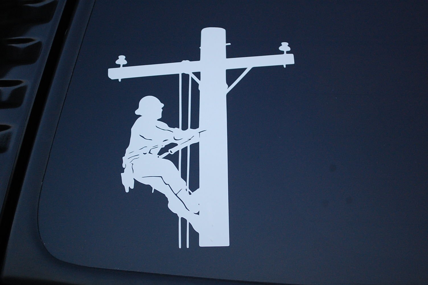 Lineman Sticker - Choose Color And Size (V285) (6'' X 5'', Silver)