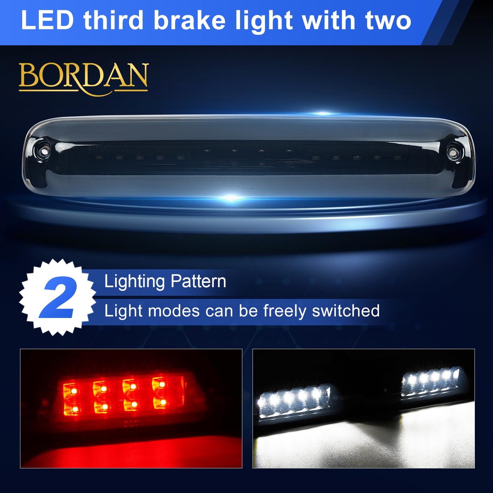 Bordan Led Third Brake Light Rear Cargo Lamp High Mount Stop Light, Red 3Rd Brake Lights Fit For 1999-2006 Chevy Silverado Gmc S