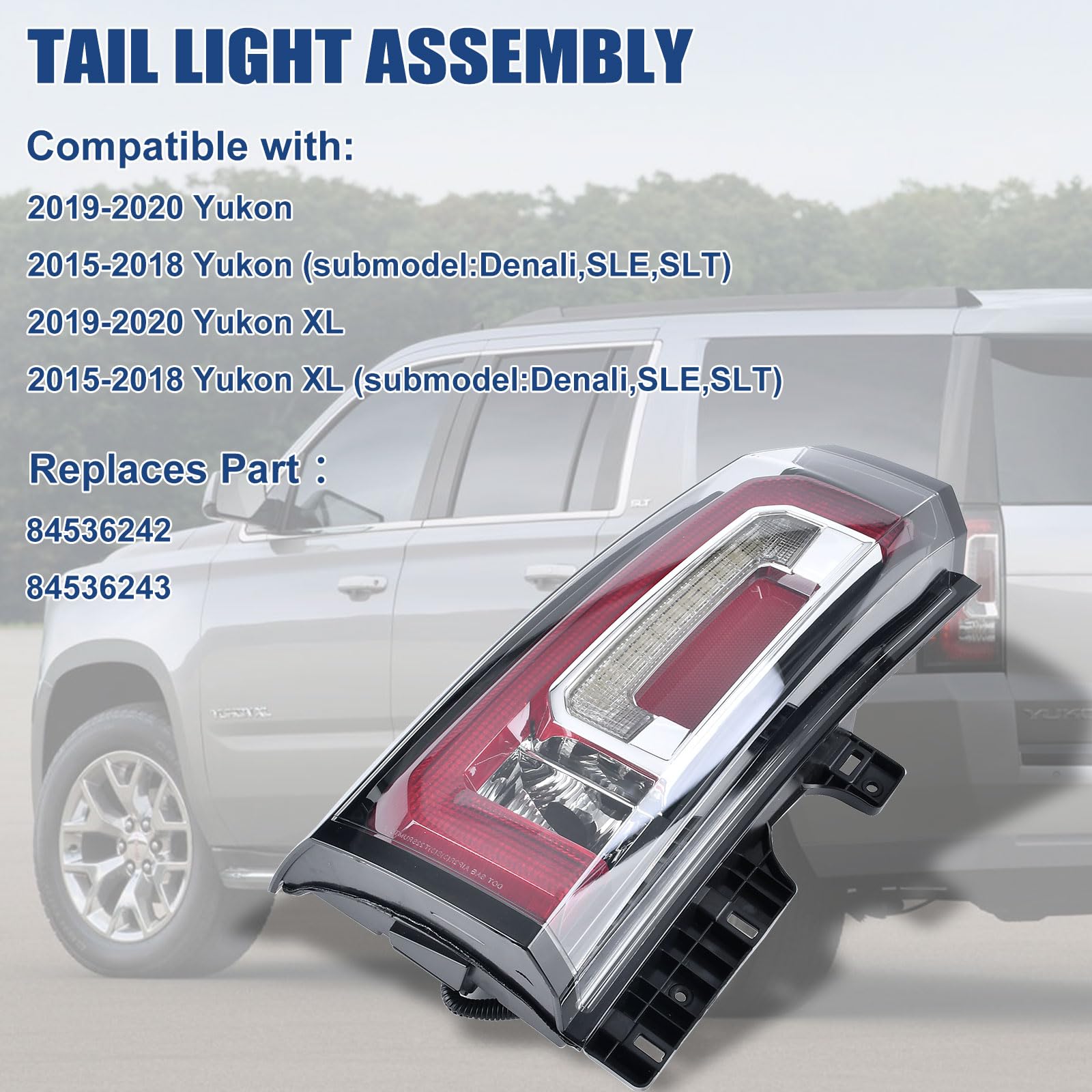 Goopool Tail Lights Assembly Compatible With Gmc Yukon/Yukon Xl 2015 2016 2017 2018 2019 2020 Left Driver Side Led Lens Tailligh
