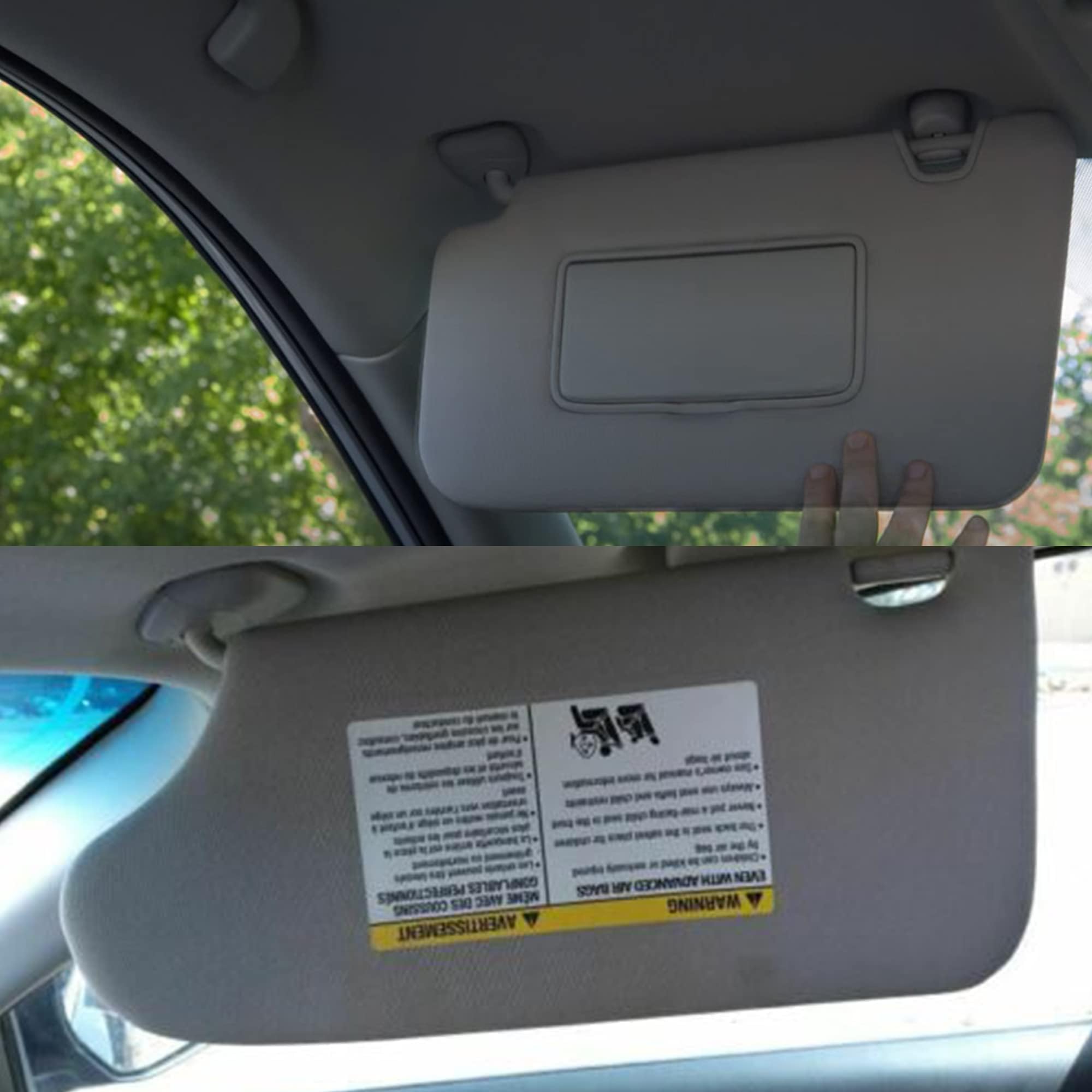 Dasbecan Gray Pair Sun Visor Compatible With Nissan Altima 2013-2018 With Mirror And Vanity Light Without Sunroof Replaces# 9640