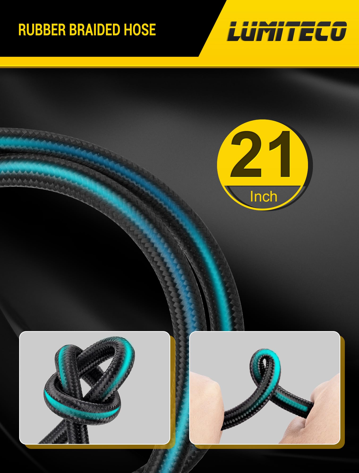 LUMITECO 21'' Quick Air Release Extention Hose, Tire Valve Extension Tube w/Presta Valve & Air Pump Ball Needle Set, Air Tire In