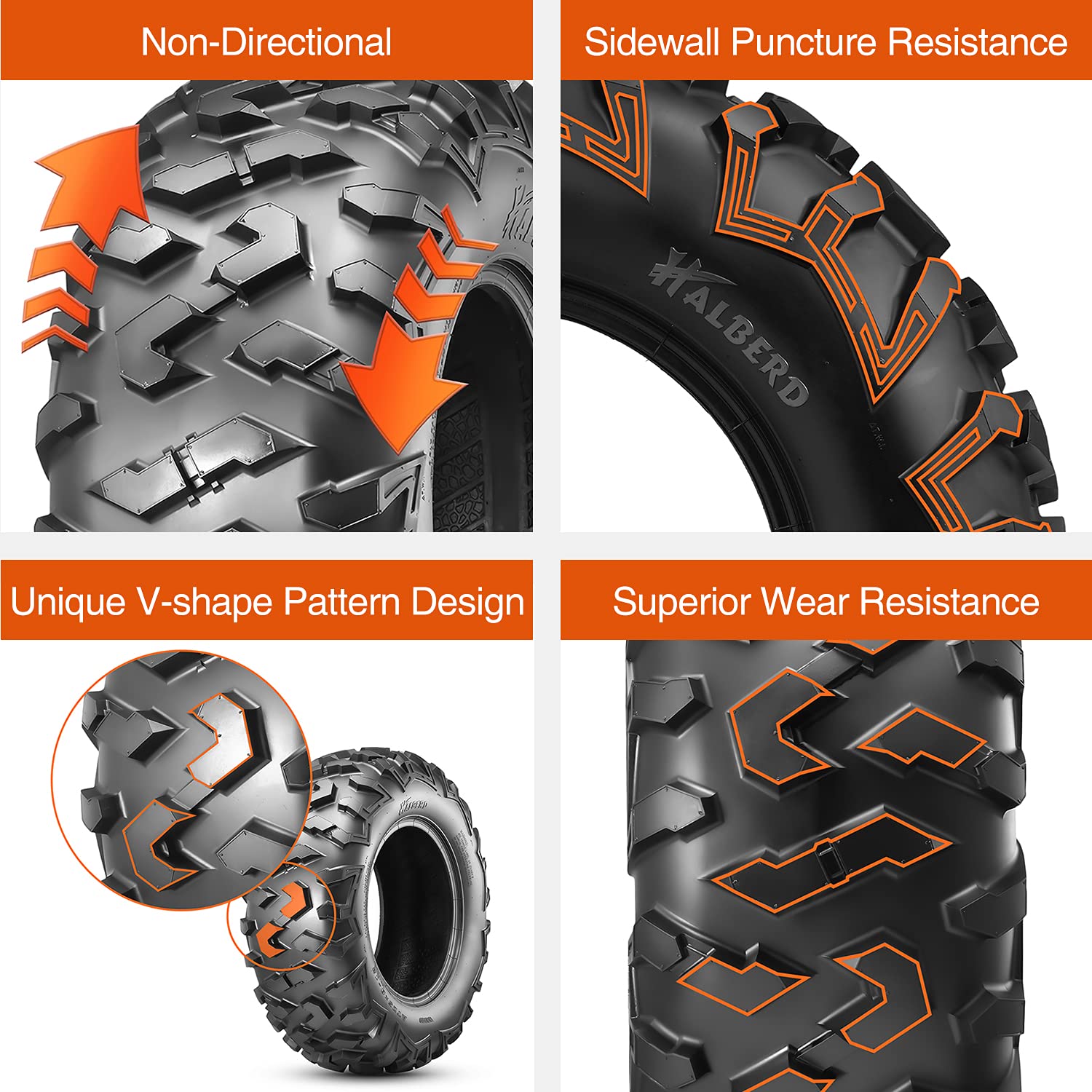 Halberd Atv Tires, 25X8-12 & 25X10-12 Atv Tires, 6Pr 25X8X12 25X10X12 All Terrain Atv Utv Off-Road Tires(Set Of 4, Tubeless)