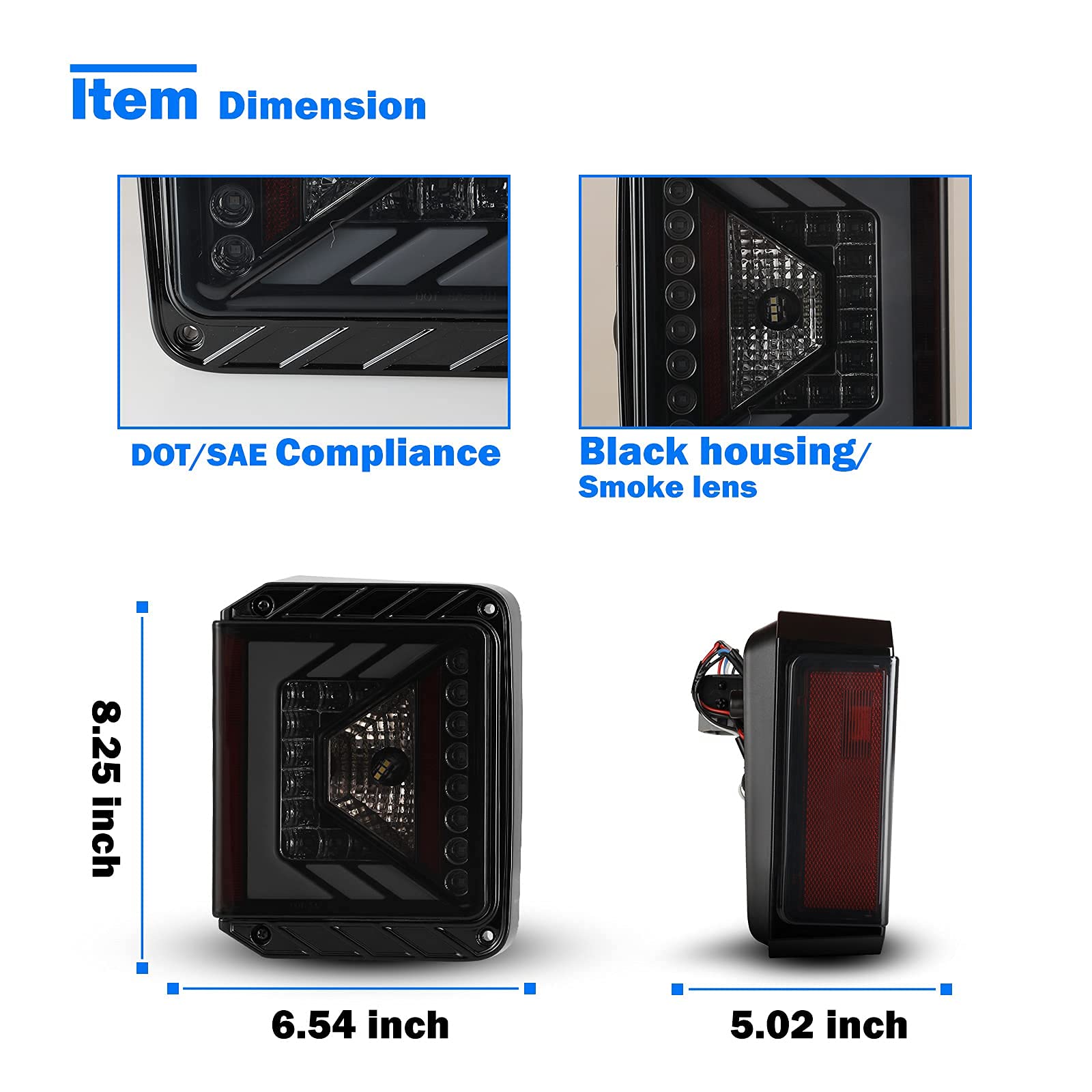 Wolfstorm Led Tail Light Fit For 2007-2018 Jeep Wrangler Jk/Jku, 2007-2018 Jk/Jku Led Tail Lights Replacement,1 Pair(Black Smoke Lens)