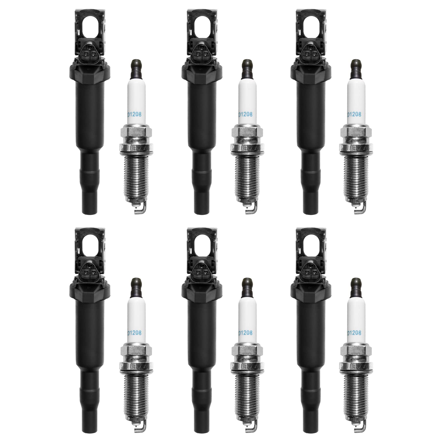 Ignition Coil & Spark Plugs Set Of 6 Compatible With Bmw 128I 328I 330I 528I 530I X3 X5 3.0L & More Replaces# 0221504470, Uf592