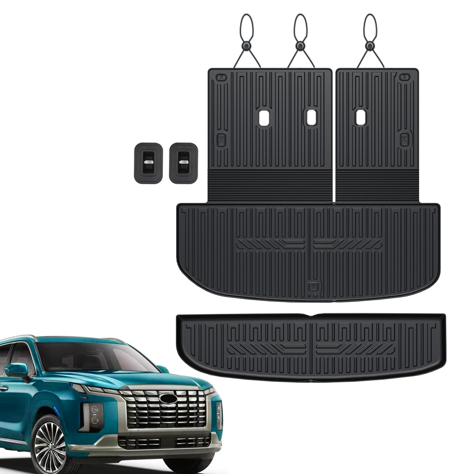 Joularise Cargo Mat With Backrest Mats For 2020-2025 Hyundai Palisade Accessories, All-Weather Cargo Liner Trunk Mat For Palisad