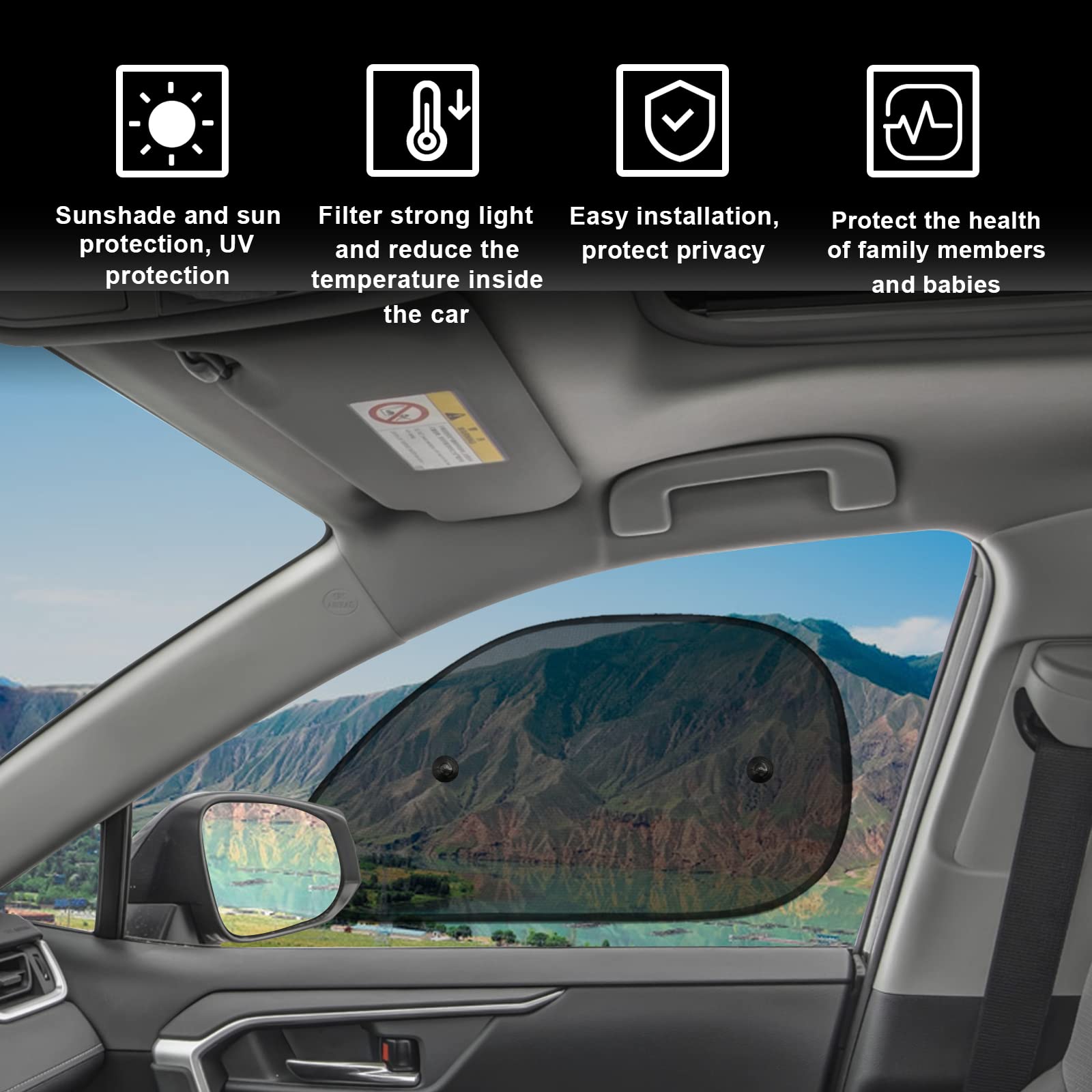 5Pack Set Car Window Shade, Auto Sun Shades for Side and Rear Window, Protection from Sun UV Rays & Heat, Sun Shade with Suction