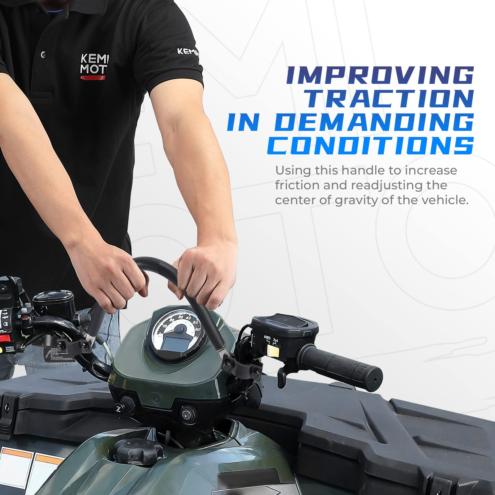 Kemimoto Atv Mud Strap, Motorcycle Snowmobile Universal 0.75-1.37 Inch Atv Handelbar Mud Grab Strap Compatible With Polaris Spor