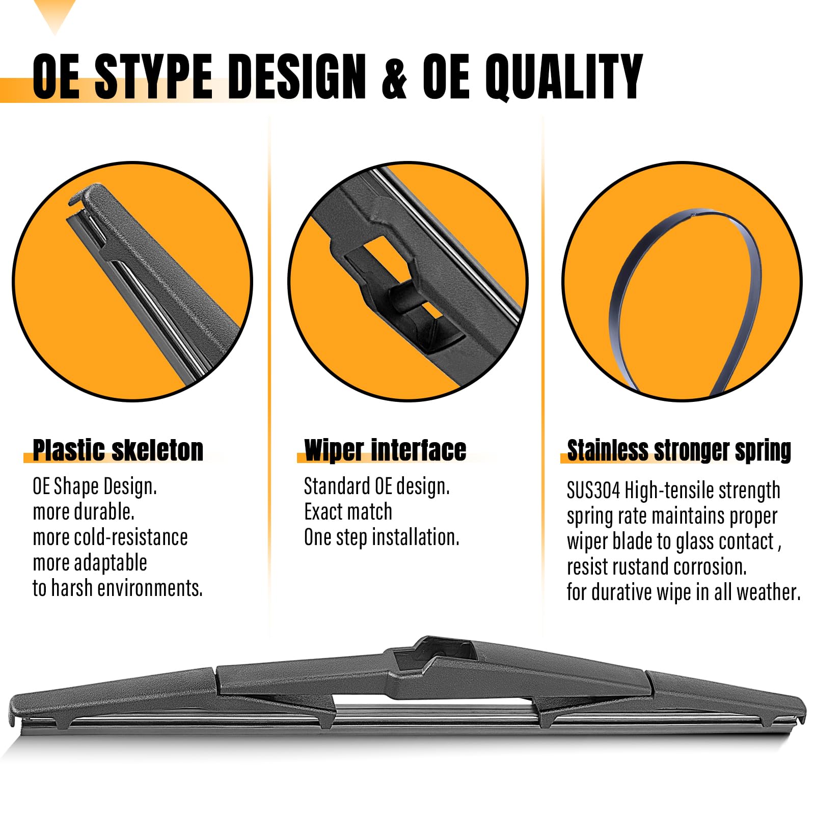 Autoboo 14 Inch Rear Wiper Blade Replacement For Jeep Cherokee,Tucson,Accent,Lexus,Rx330 Rx350 Rx400H,Mazda Cx5 Cx7 Cx9,2008-201